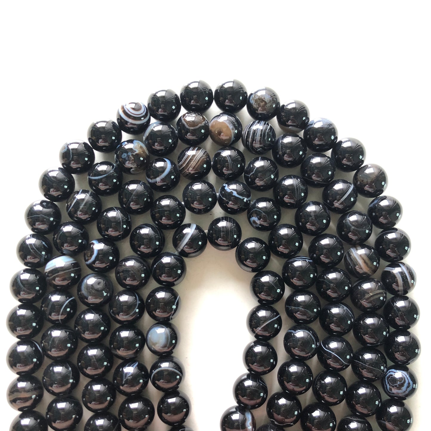 2 Strands/lot 10mm Black Banded Agate Round Stone Beads Stone Beads New Beads Arrivals Round Agate Beads Charms Beads Beyond