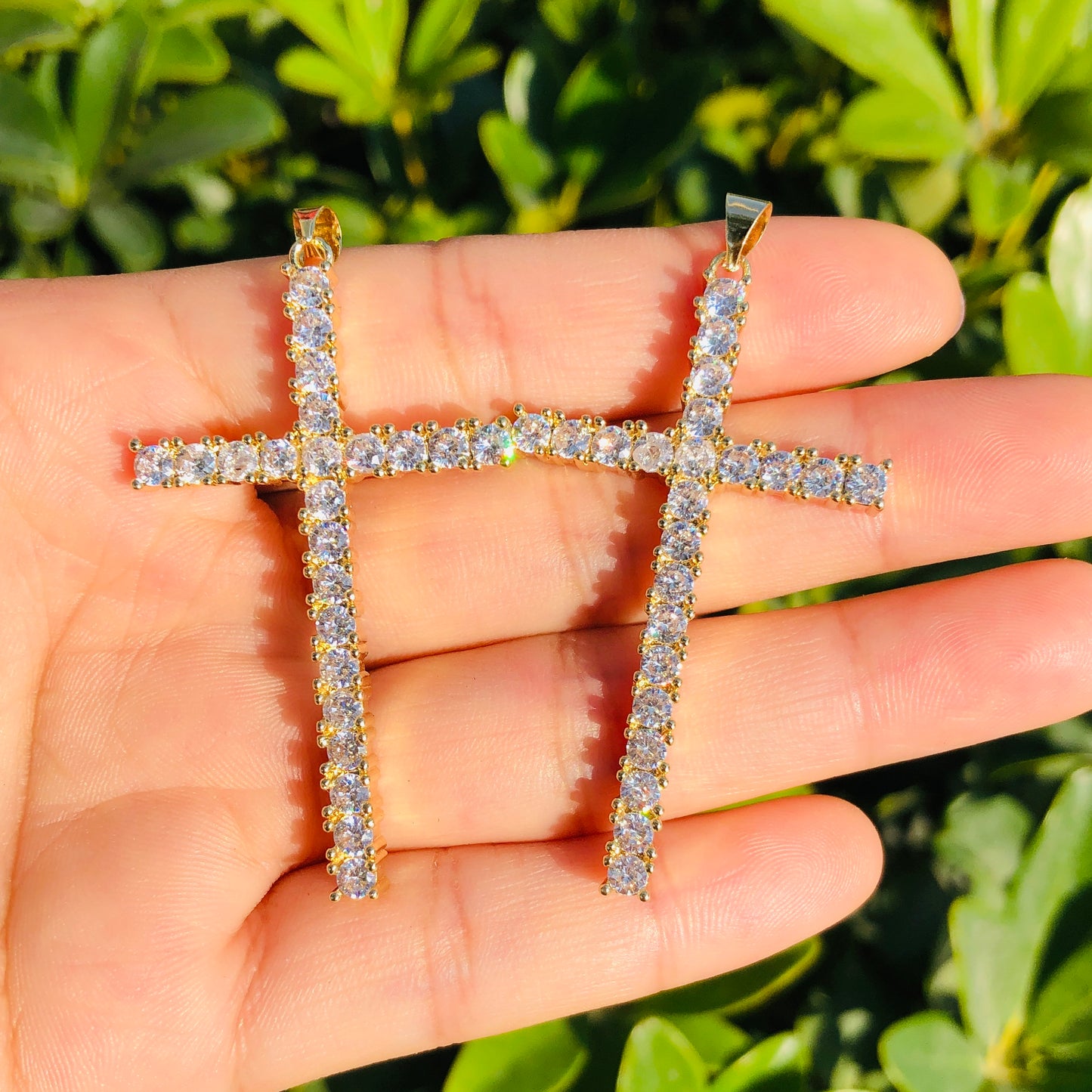 5-10pcs/lot 55*29mm CZ Paved Cross Charms CZ Paved Charms Crosses Charms Beads Beyond