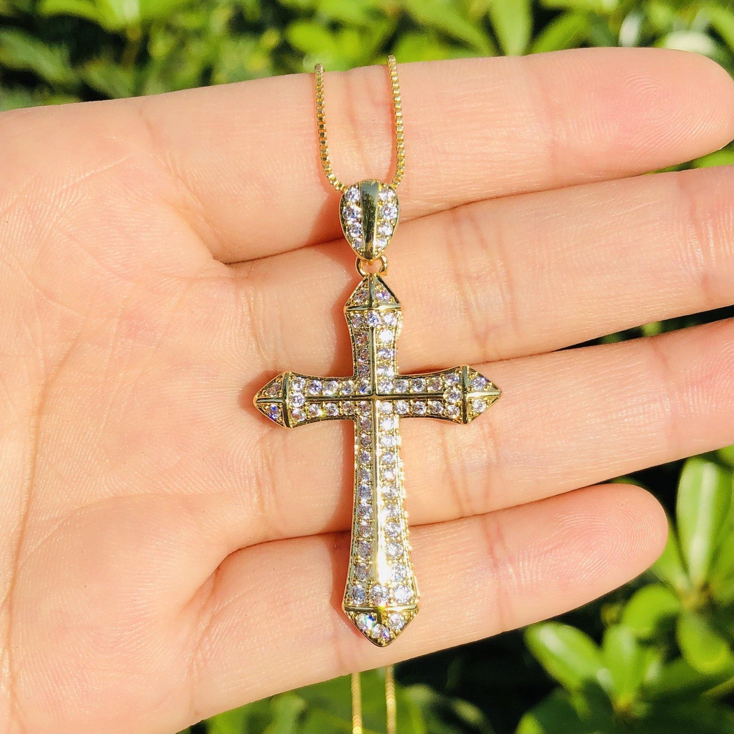 5pcs/lot 47*26mm CZ Paved Cross Necklace Necklaces Charms Beads Beyond