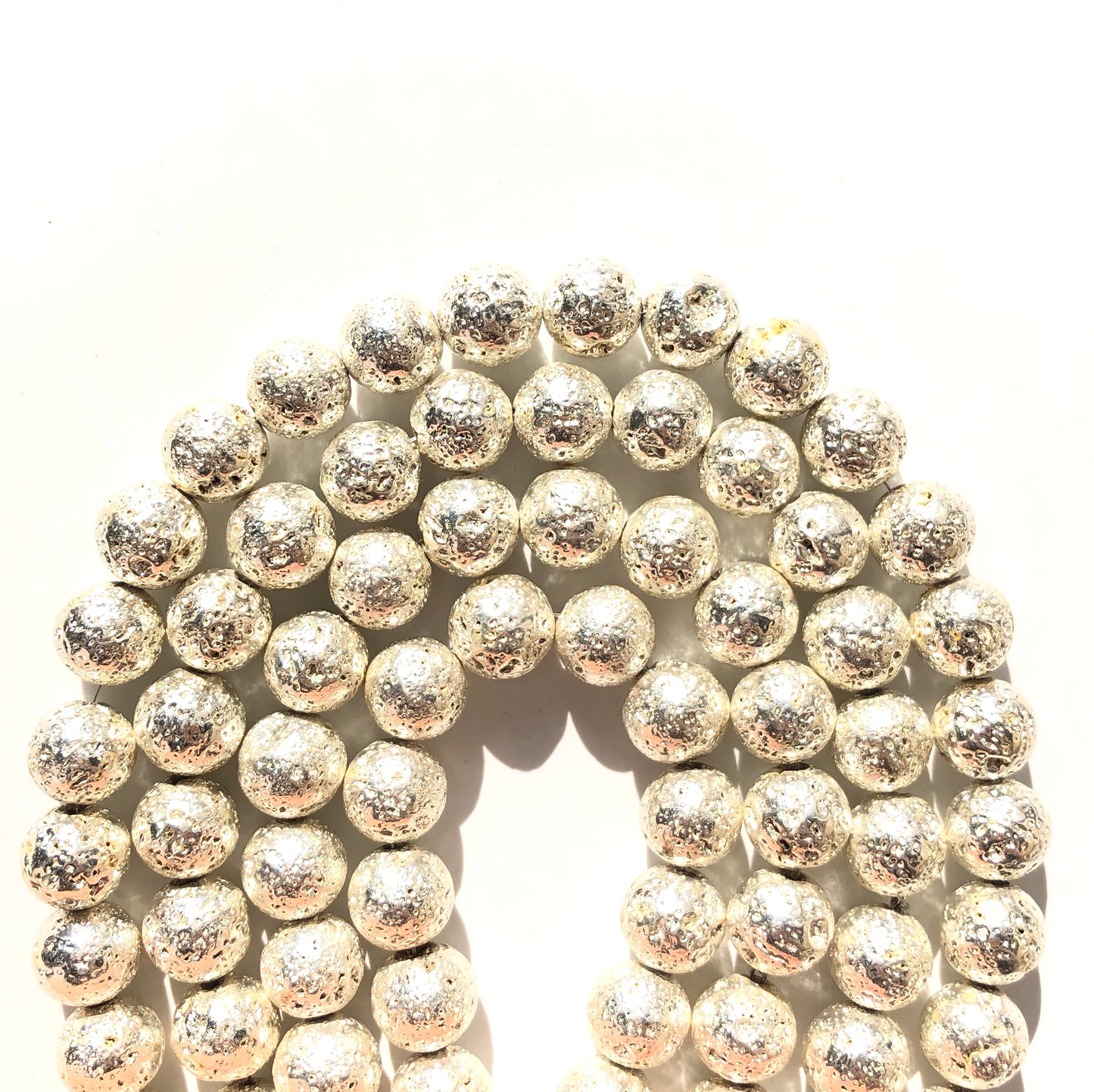 2 Strands/lot 8mm, 10mm Electroplated Lava Stone-Silver Electroplated Beads Electroplated Lava Beads Charms Beads Beyond