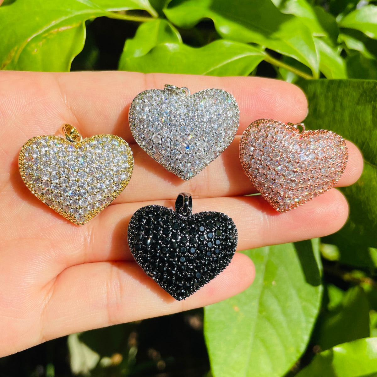 10PCS Heart Charms for Jewelry Making Bulk Charm Heart 