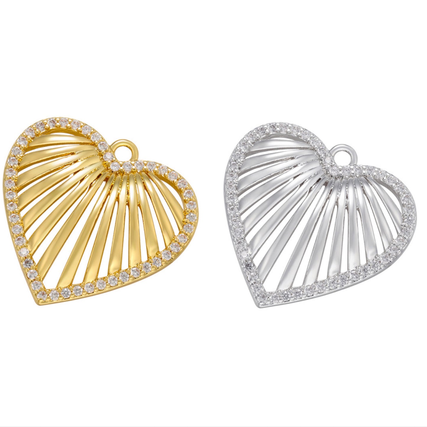 10pcs/lot 22*21mm CZ Paved Hollow Heart Charm Pendants Mix Colors CZ Paved Charms Hearts Charms Beads Beyond