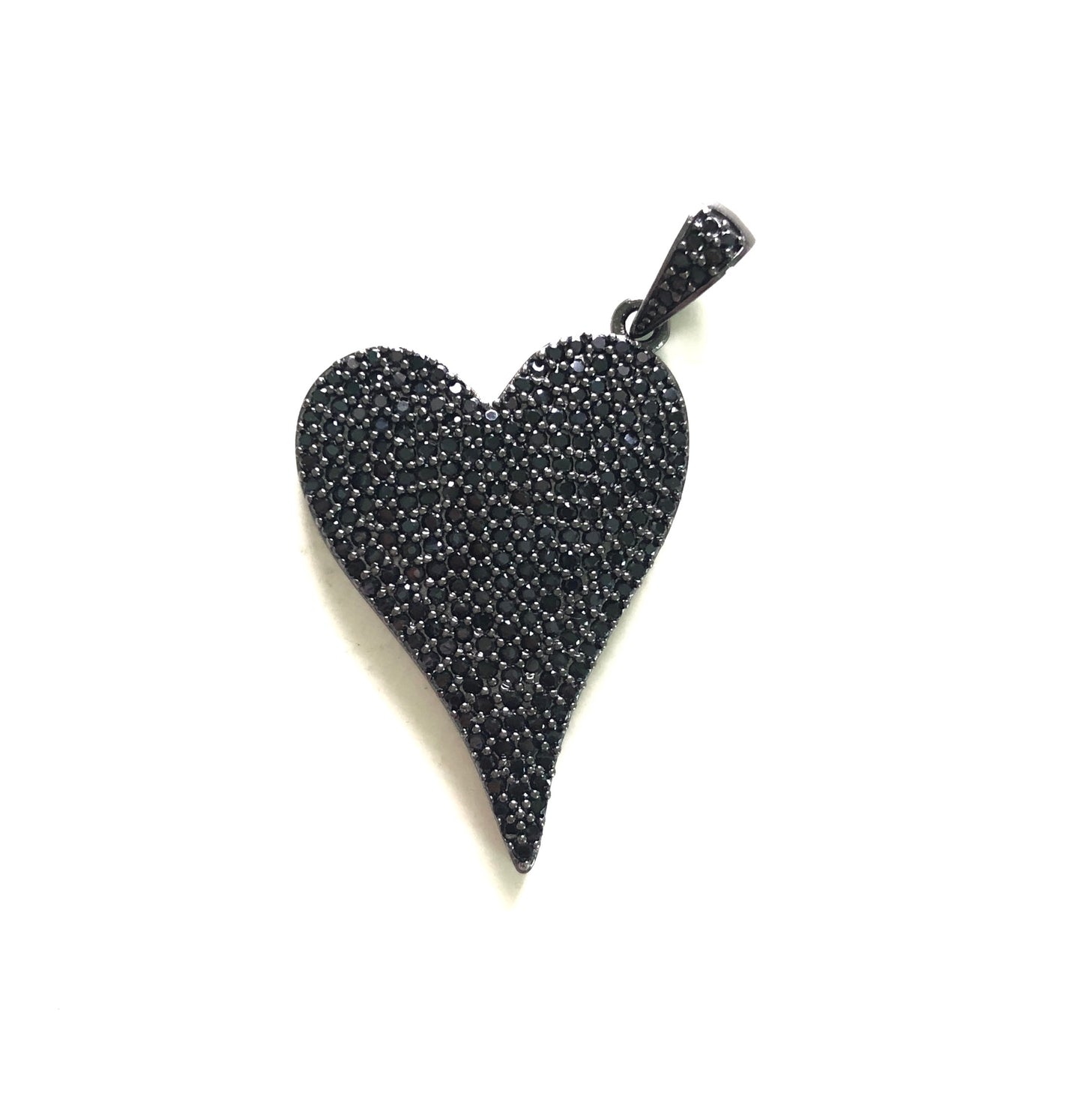 5pcs/lot 40*23.5mm CZ Paved Heart Charms Black on Black CZ Paved Charms Hearts Large Sizes Charms Beads Beyond
