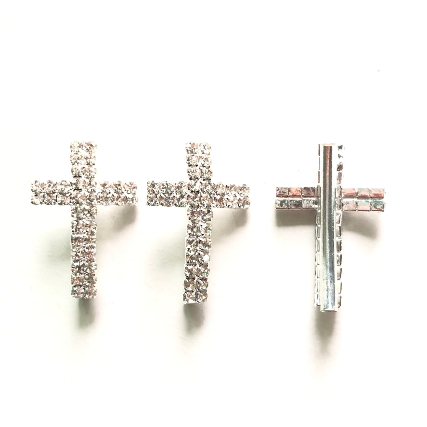 10pcs/lot 30*20mm Clear Rhinestone Paved Alloy Cross Spacers-Silver Alloy Spacers New Spacers Arrivals Charms Beads Beyond