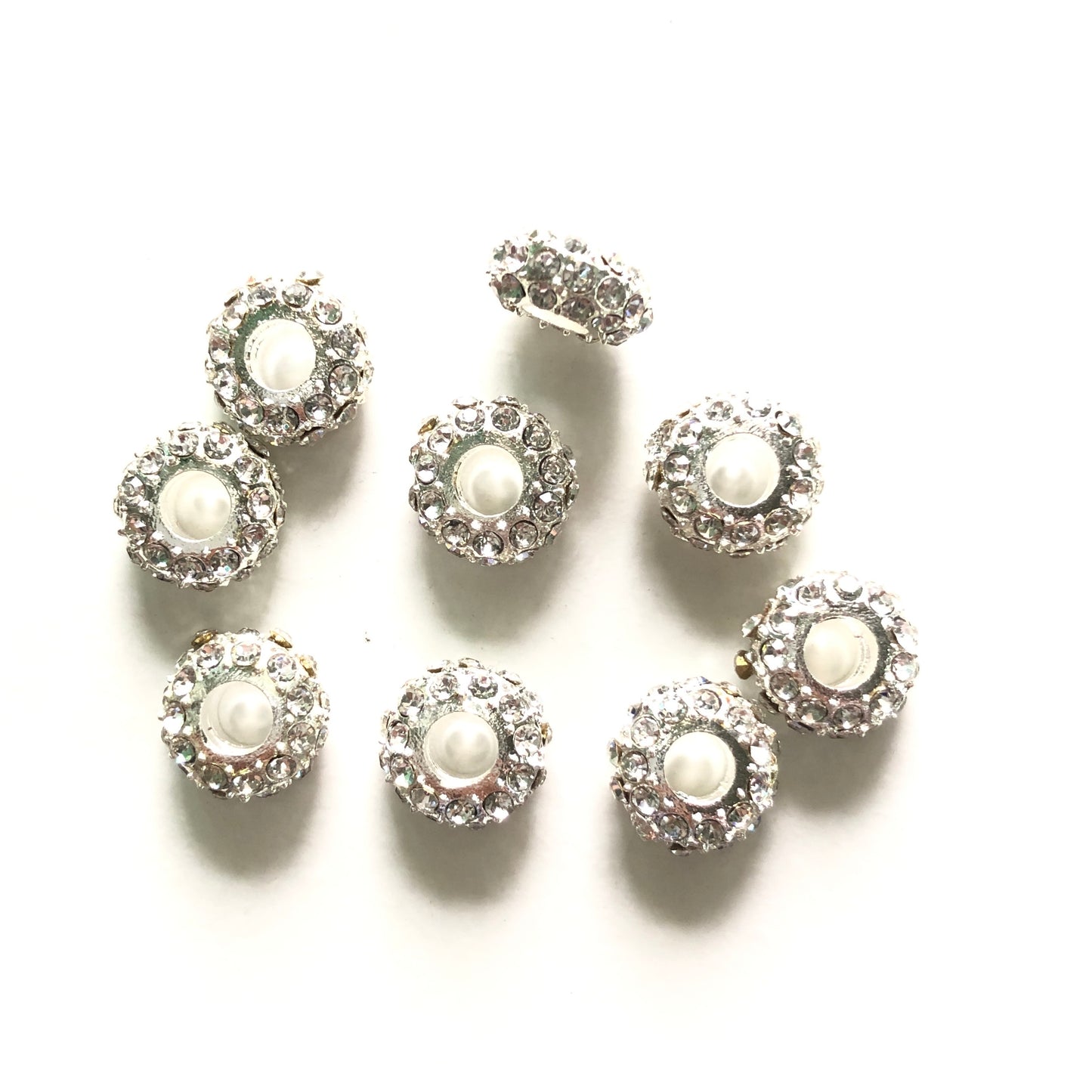20-50pcs/lot 8mm Clear Rhinestone Paved Alloy Wheel Spacers Silver Alloy Spacers & Wholesale Charms Beads Beyond