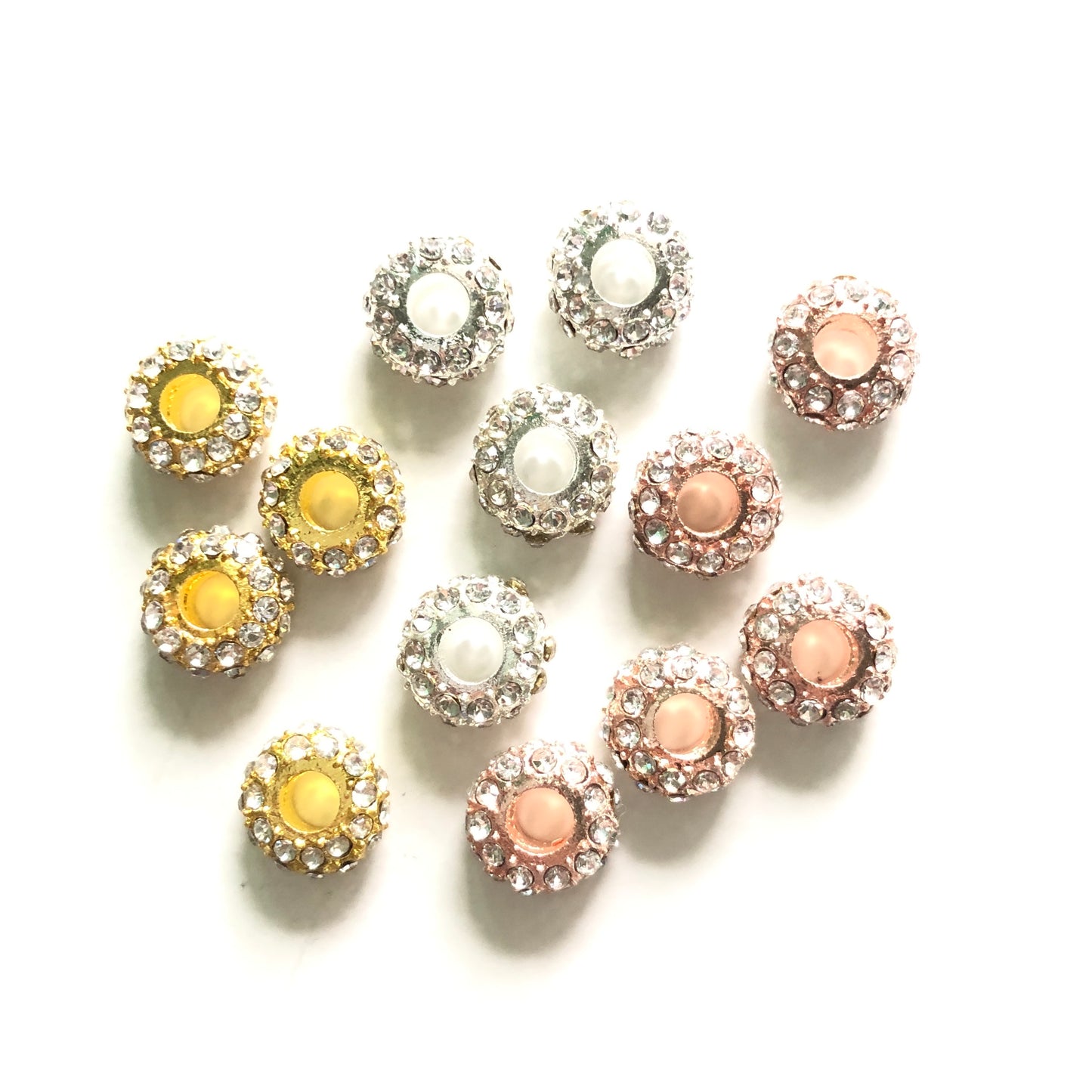 20-50pcs/lot 8mm Clear Rhinestone Paved Alloy Wheel Spacers Mix Colors Alloy Spacers & Wholesale Charms Beads Beyond