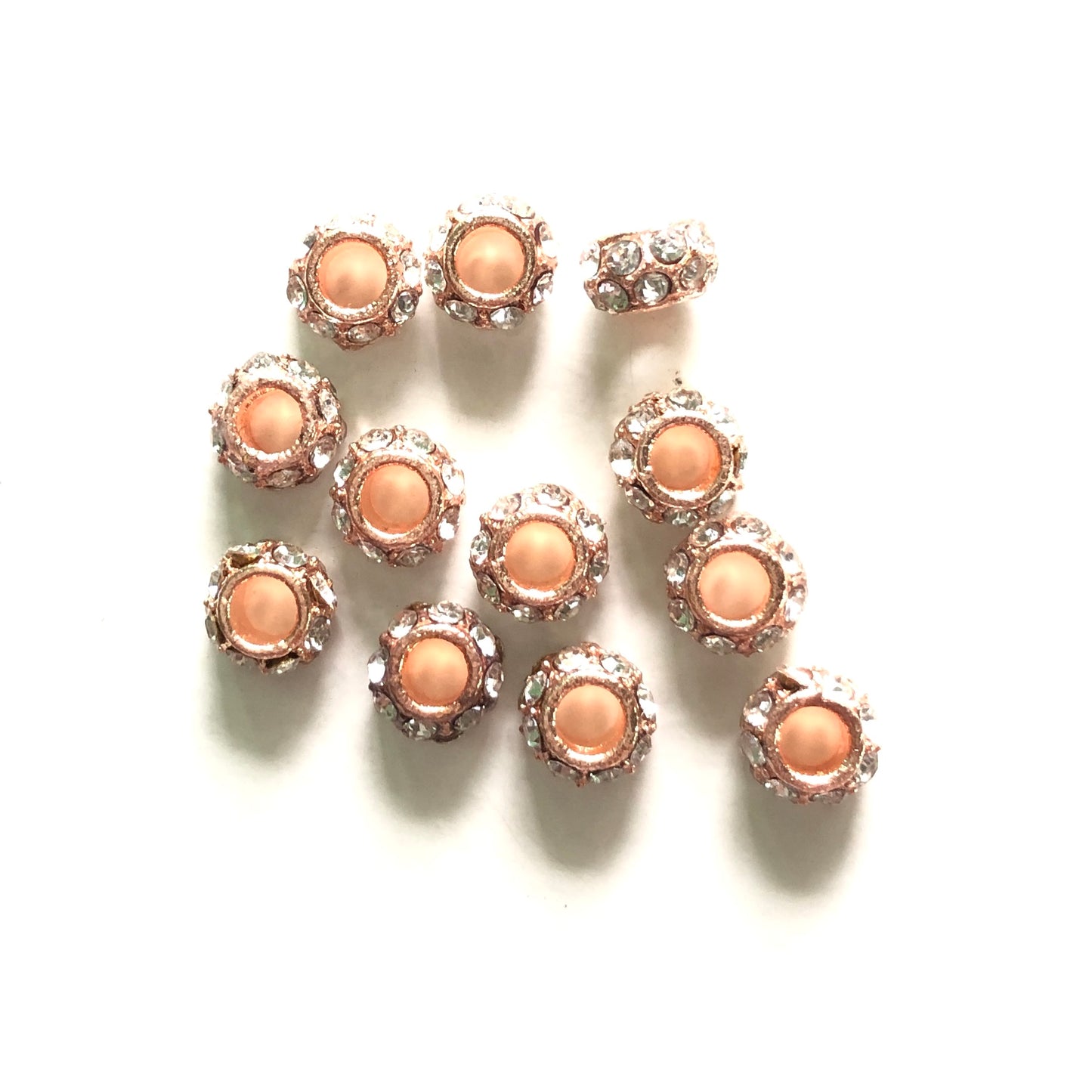 20-50pcs/lot 6mm Clear Rhinestone Paved Alloy Wheel Spacers Rose Gold Alloy Spacers & Wholesale Charms Beads Beyond
