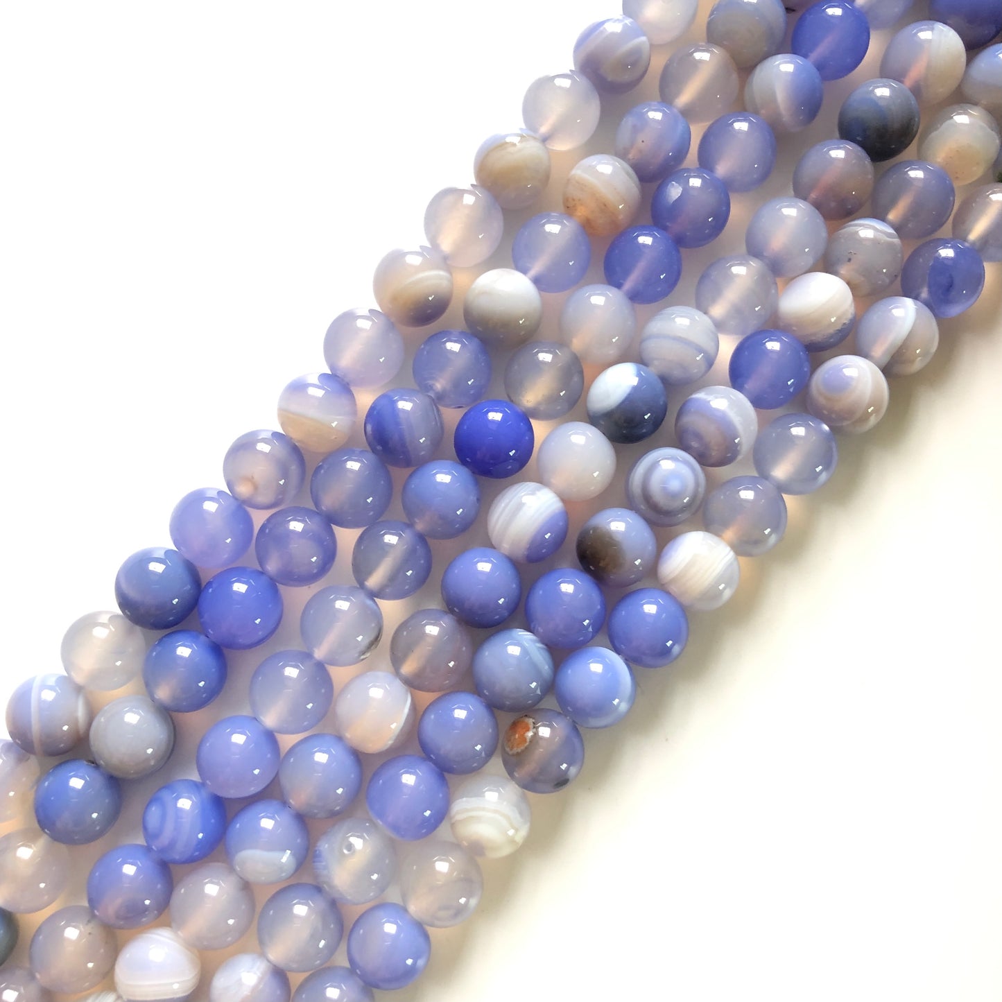 2 Strands/lot 10mm Blue Banded Agate Round Stone Beads Stone Beads Round Agate Beads Charms Beads Beyond