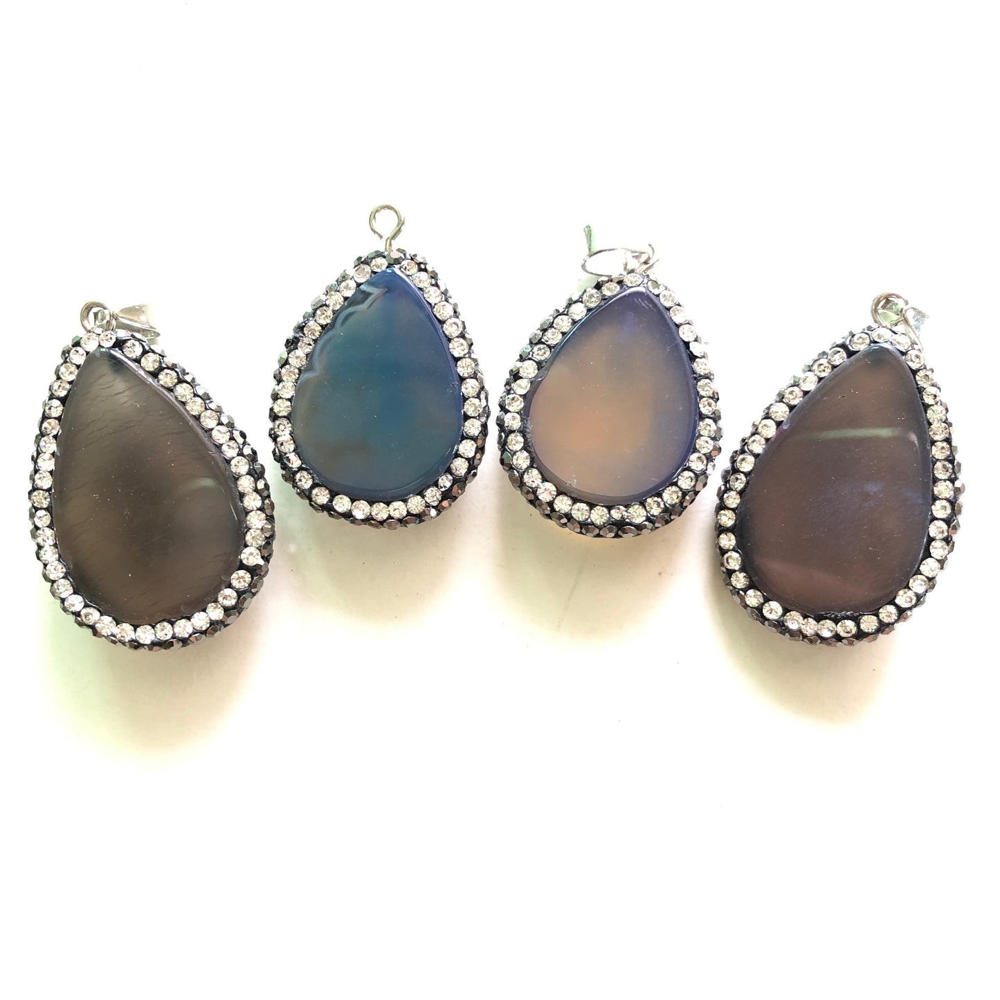 4pcs/lot Rhinestone Paved Agate Charm Stone Charms Charms Beads Beyond