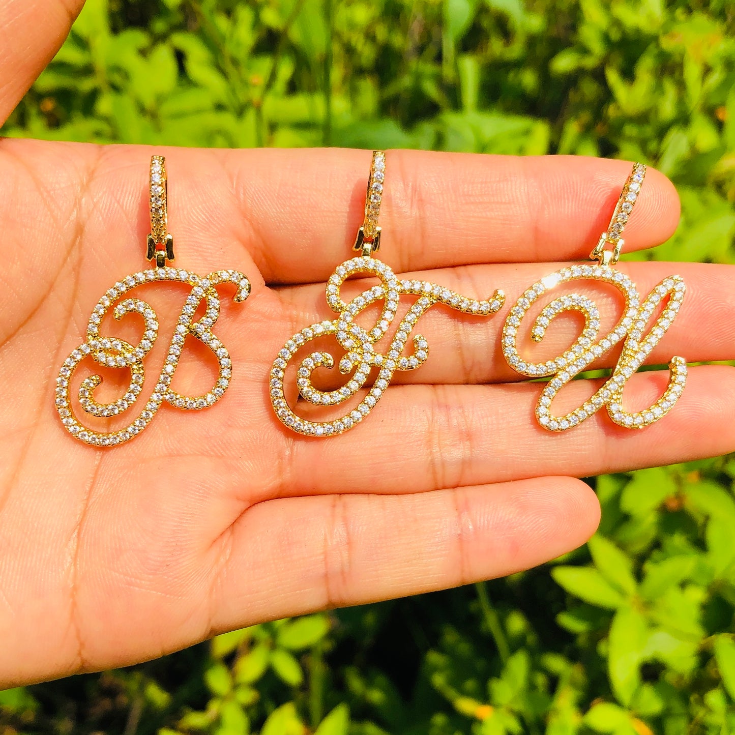10pcs/lot CZ Paved Vintage Initial Alphabet Necklace -Gold Necklaces Charms Beads Beyond