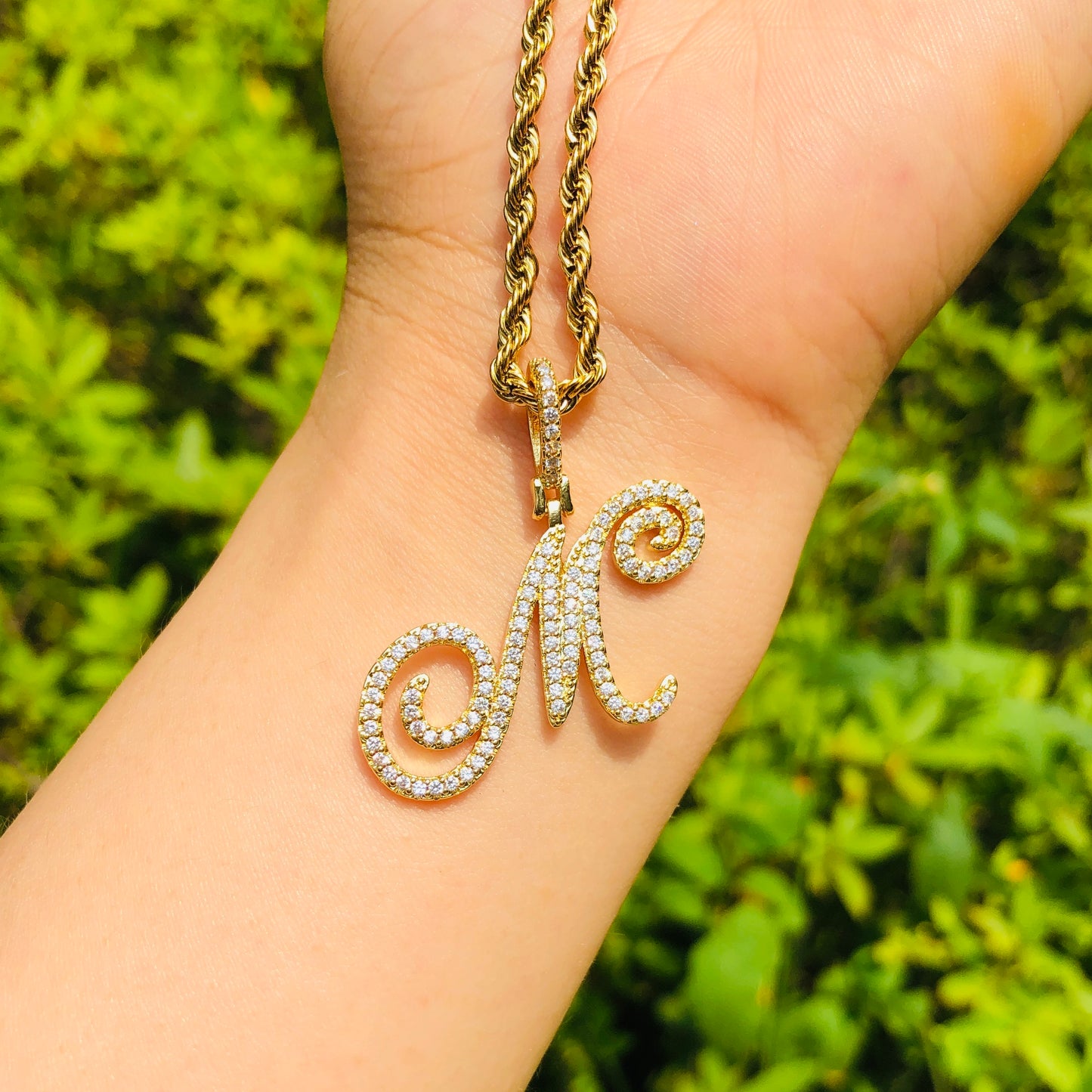 10pcs/lot CZ Paved Vintage Initial Alphabet Necklace -Gold Necklaces Charms Beads Beyond