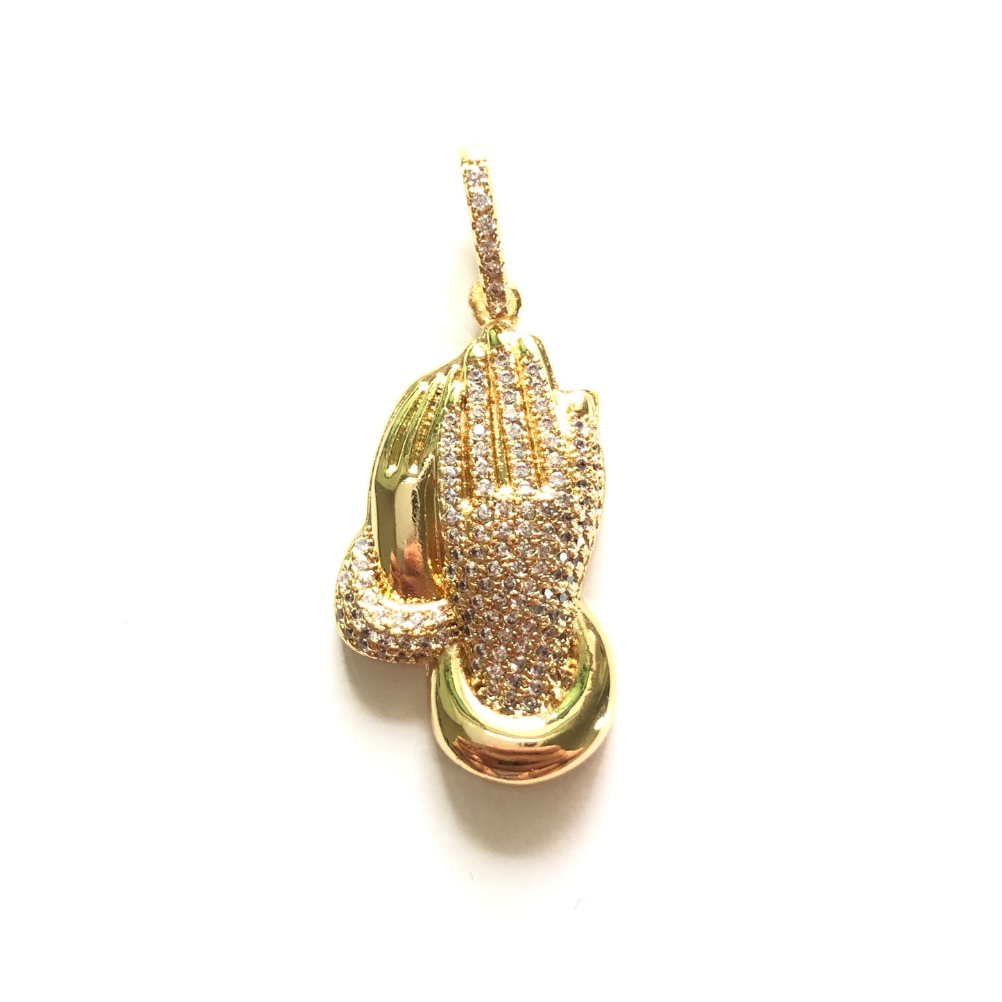 10pcs/lot 31*17mm CZ Paved Praying Hands Charms Gold CZ Paved Charms Christian Quotes Symbols Charms Beads Beyond