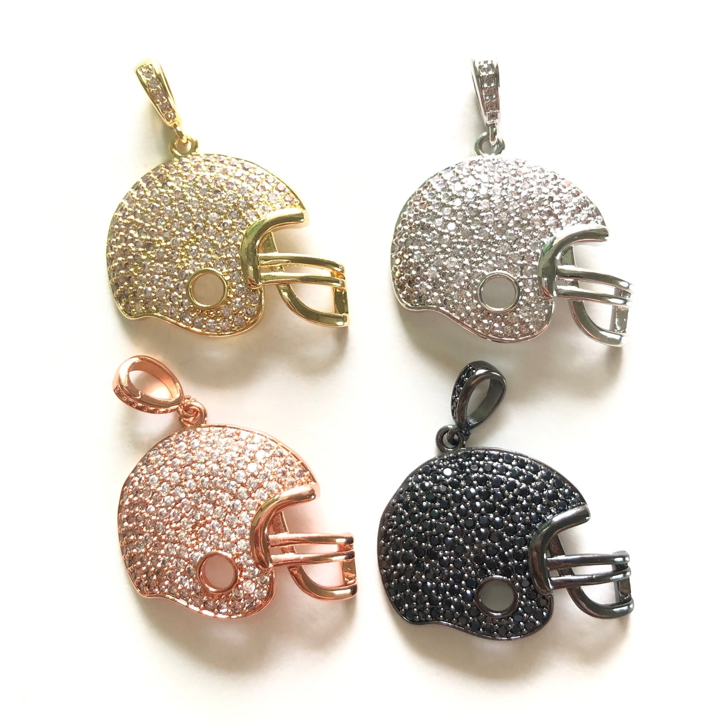 10pcs/lot 31*26mm CZ Paved American Football Helmet Charms CZ Paved Charms American Football Sports Charms Beads Beyond