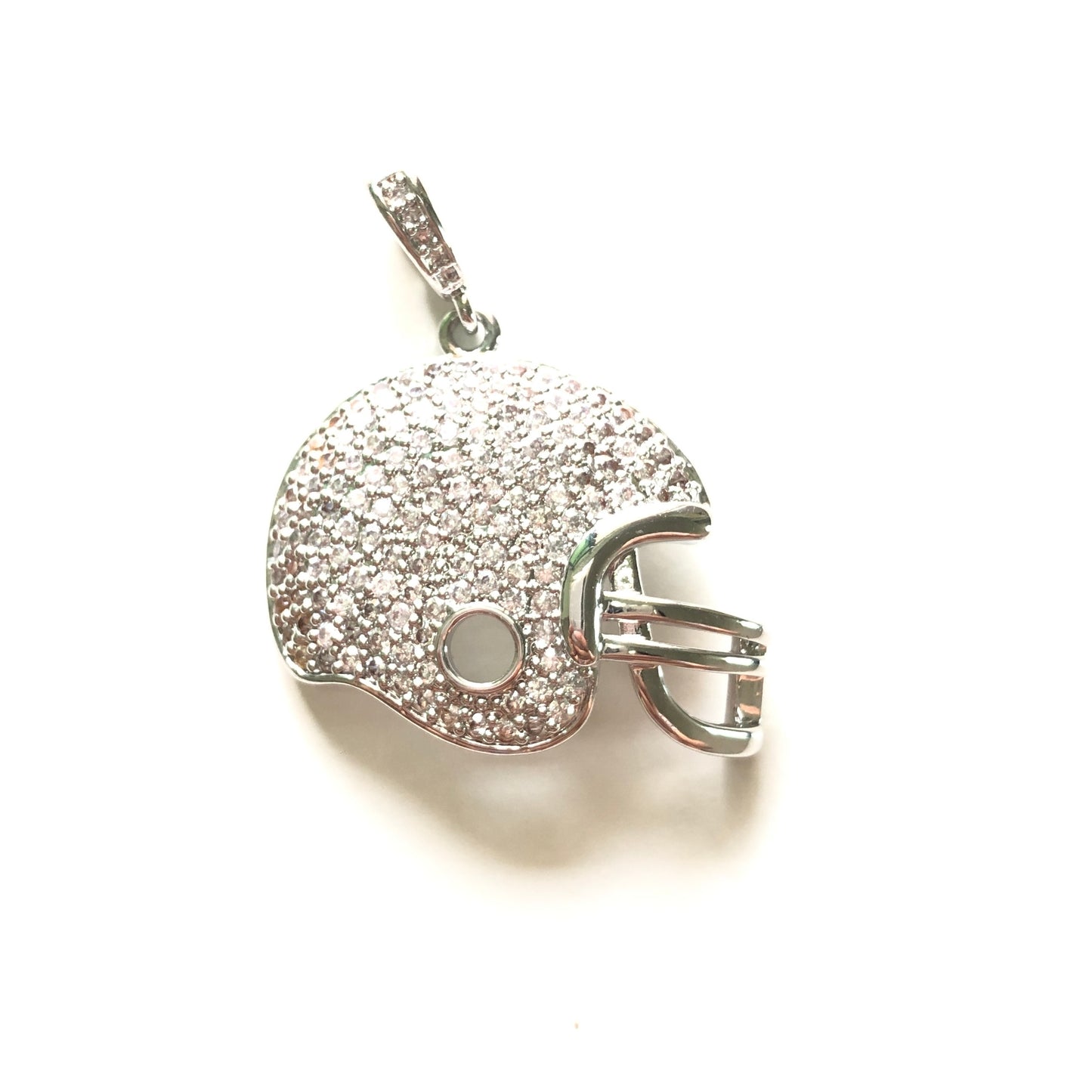 10pcs/lot 31*26mm CZ Paved American Football Helmet Charms Silver CZ Paved Charms American Football Sports Charms Beads Beyond