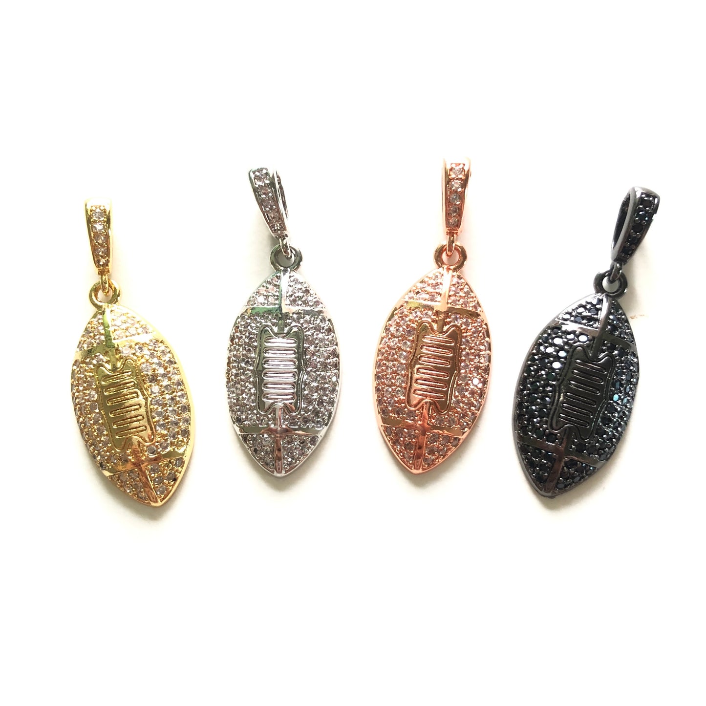 10pcs/lot 27*13mm CZ Paved American Football Charms CZ Paved Charms American Football Sports Charms Beads Beyond