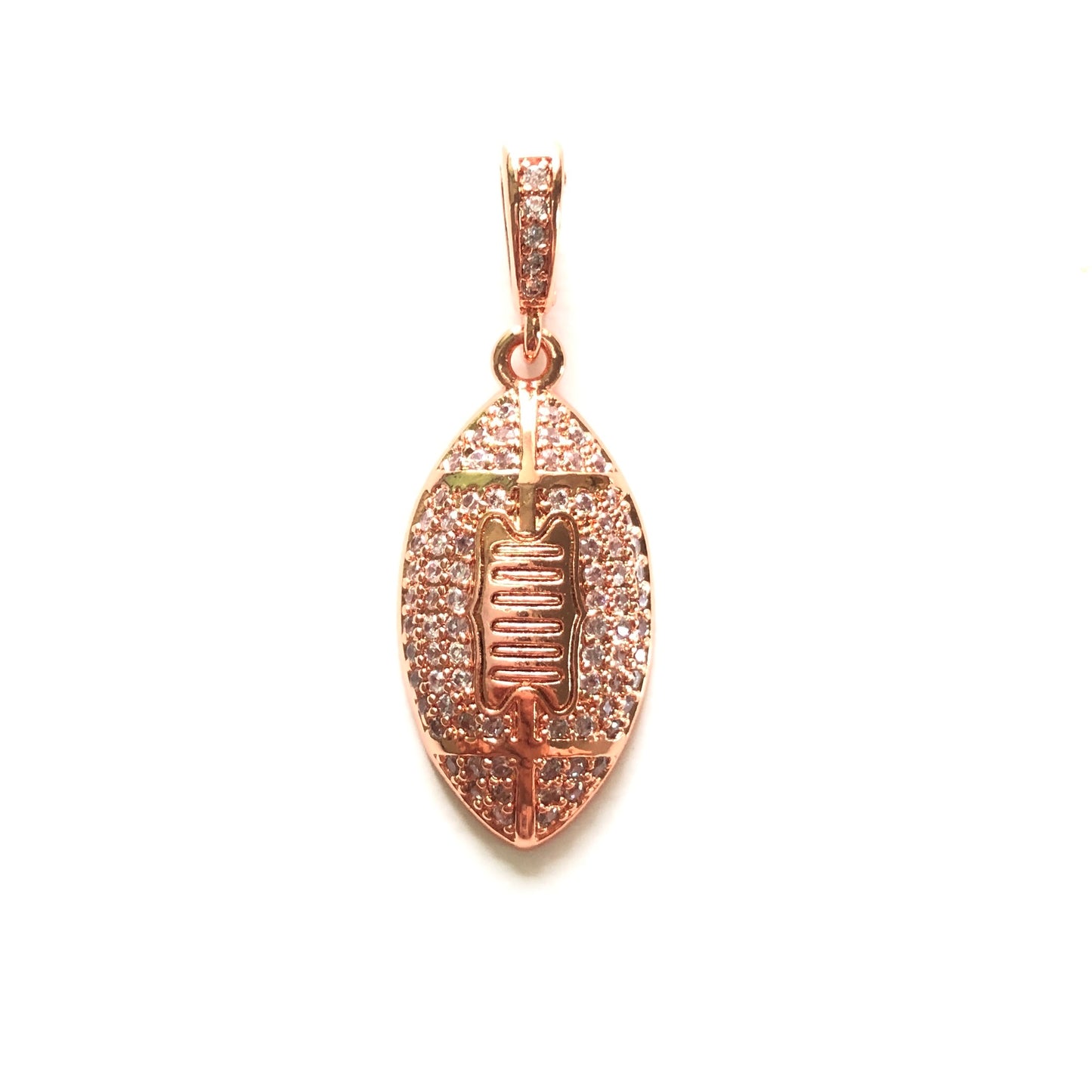10pcs/lot 27*13mm CZ Paved American Football Charms Rose Gold CZ Paved Charms American Football Sports Charms Beads Beyond