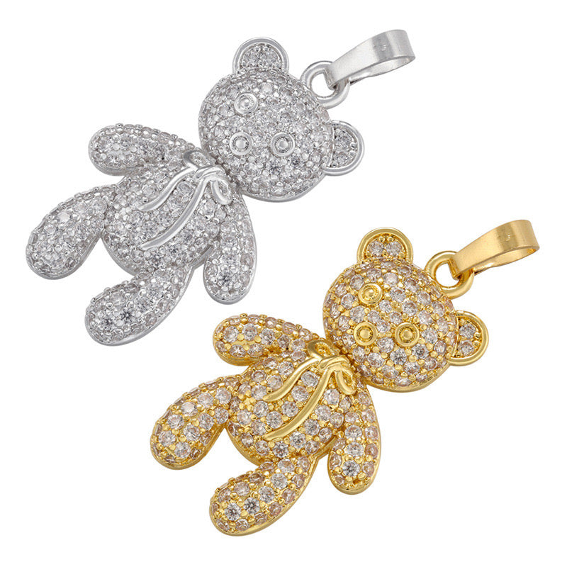 5-10pcs/lot 32*16mm CZ Paved Cute Bear Charms CZ Paved Charms Animals & Insects New Charms Arrivals Charms Beads Beyond