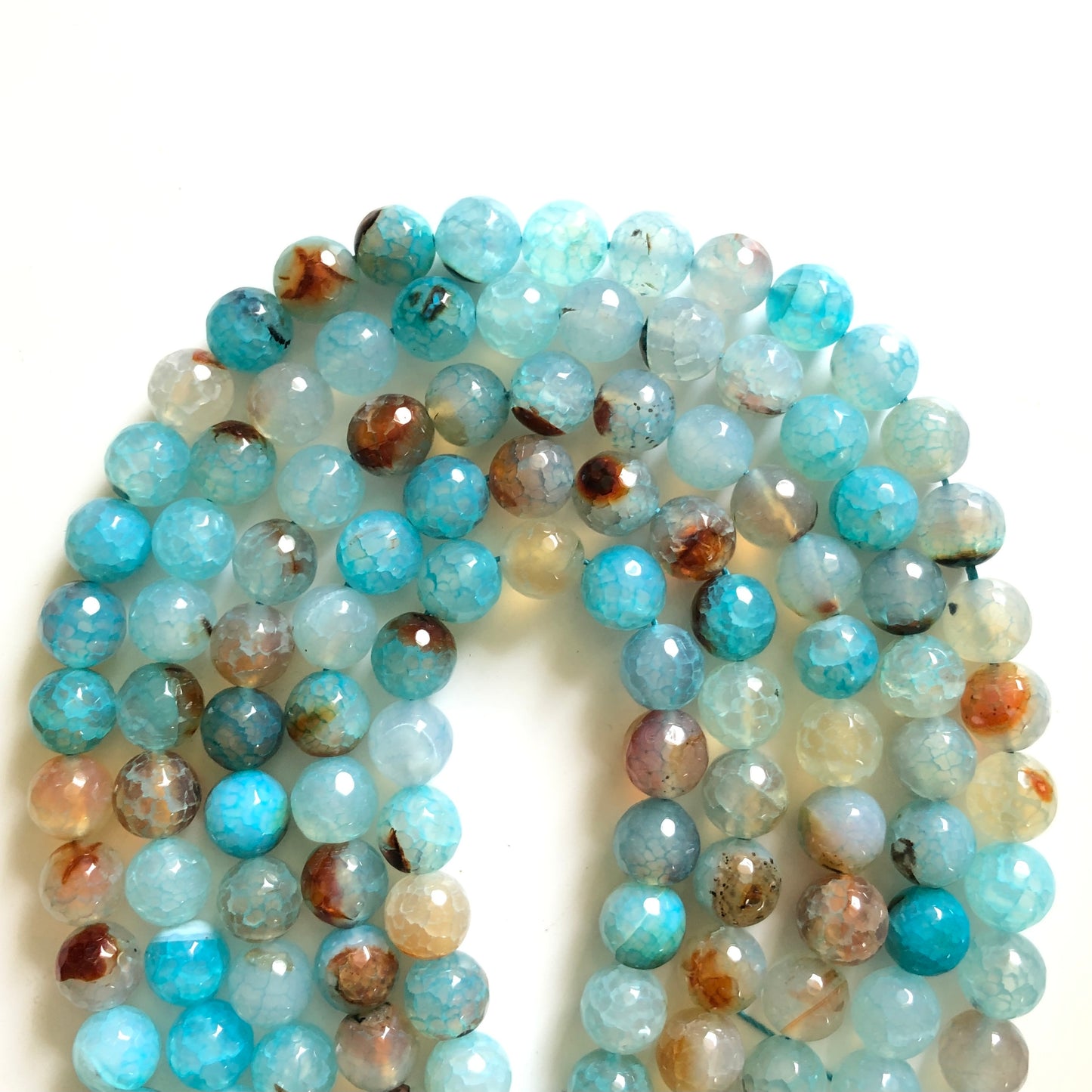2 Strands/lot 8/10/12mm Light Blue Dragon Agate Faceted Stone Beads 10mm Stone Beads 12mm Stone Beads 8mm Stone Beads Faceted Agate Beads Charms Beads Beyond