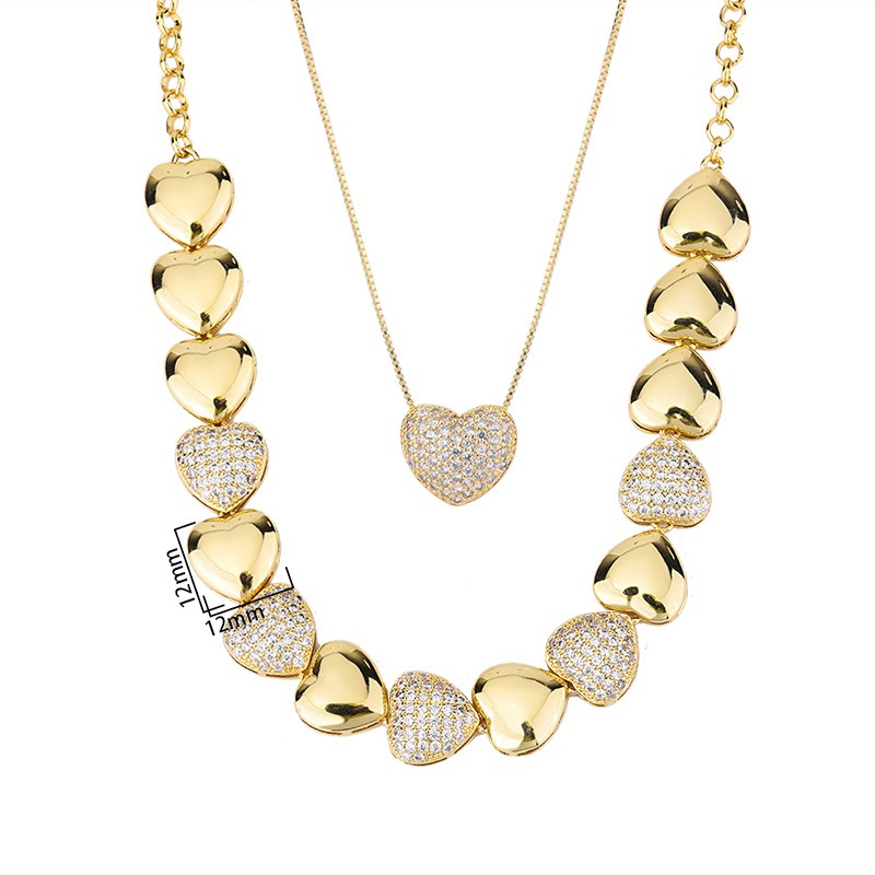 2 Sets/Lot CZ Paved Small Heart Necklace Necklaces Love & Heart Necklaces Charms Beads Beyond