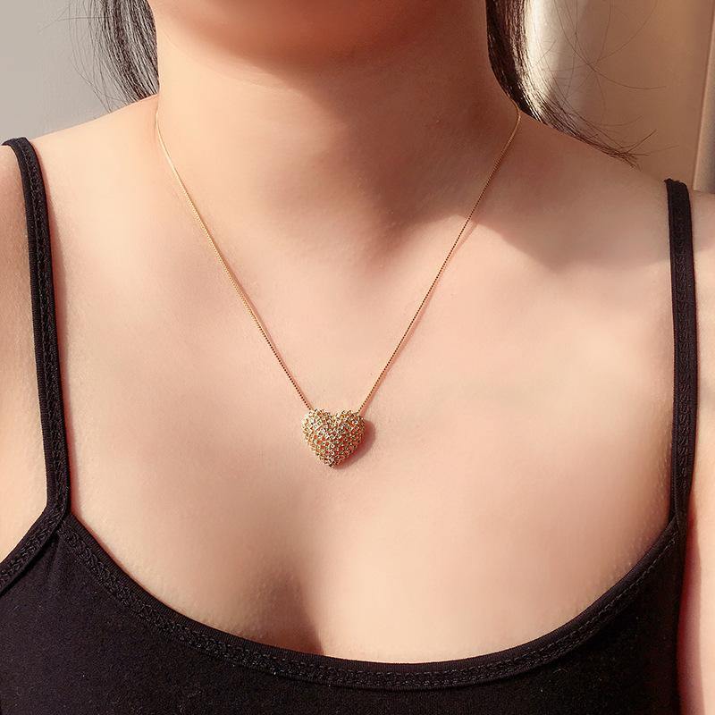 5pcs/lot CZ Paved Hollow Heart Necklaces Necklaces Love & Heart Necklaces Charms Beads Beyond