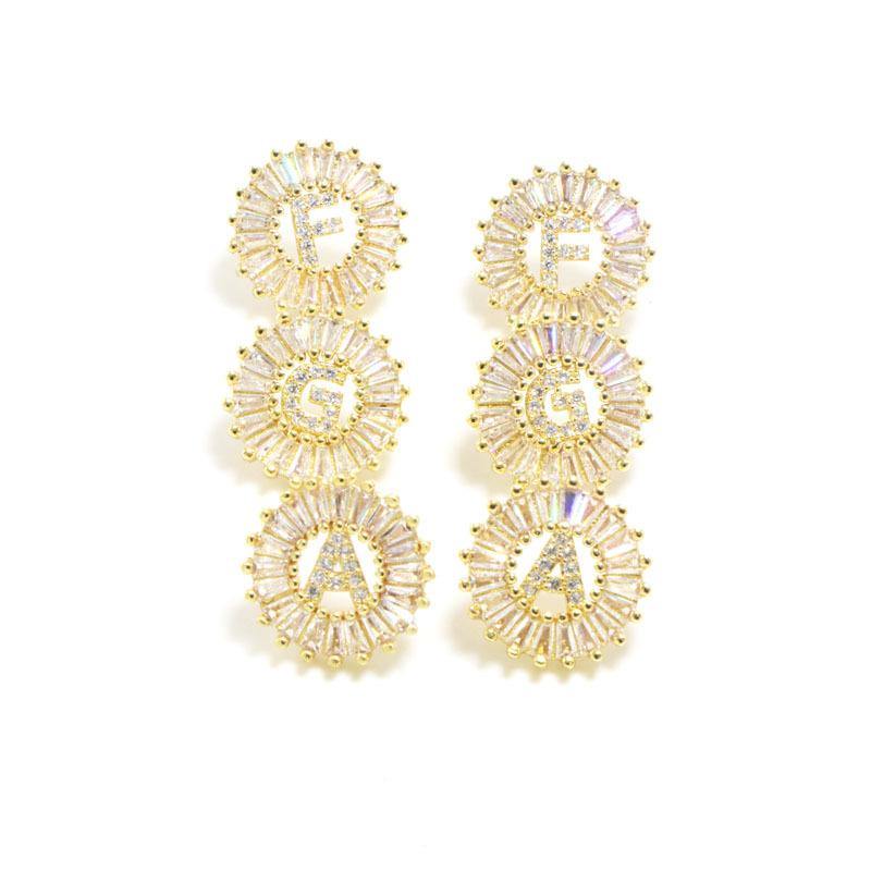 10pairs/lot CZ Paved Small Initial Earrings-Gold Accessories Charms Beads Beyond