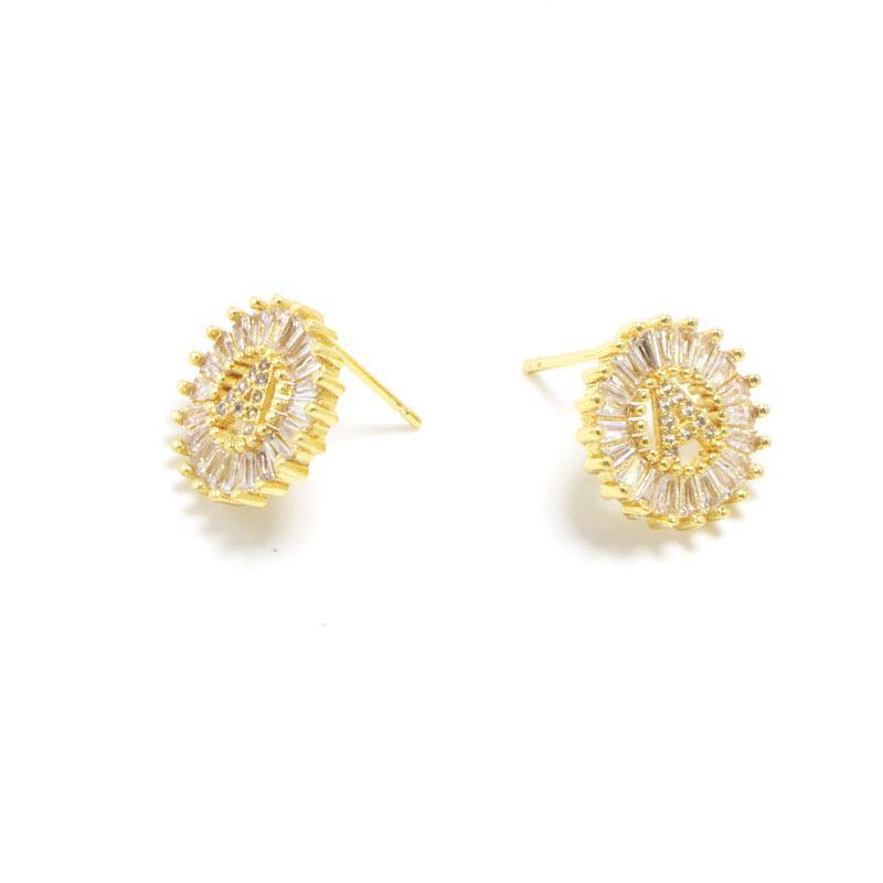 10pairs/lot CZ Paved Small Initial Earrings-Gold Accessories Charms Beads Beyond