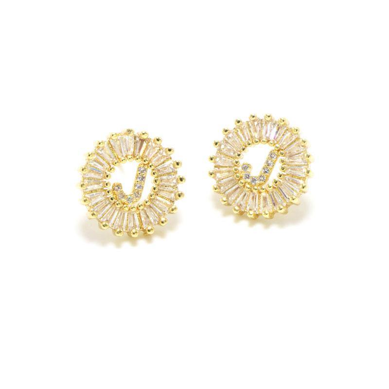 10pairs/lot CZ Paved Small Initial Earrings-Gold Accessories Charms Beads Beyond