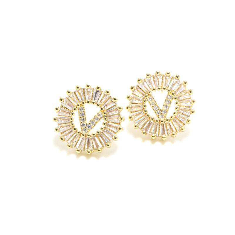 10pairs/lot CZ Paved Small Initial Earrings-Gold Accessories Charms Beads Beyond