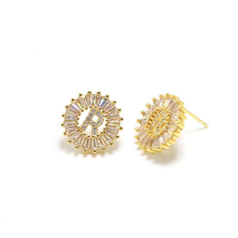 10pairs/lot CZ Paved Small Initial Earrings-Gold Accessories Charms Beads Beyond