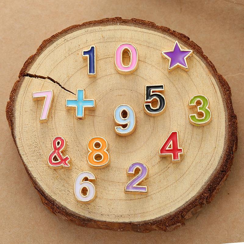 104pcs/lot 10mm Colorful Number Spacers Alloy Charms Charms Beads Beyond