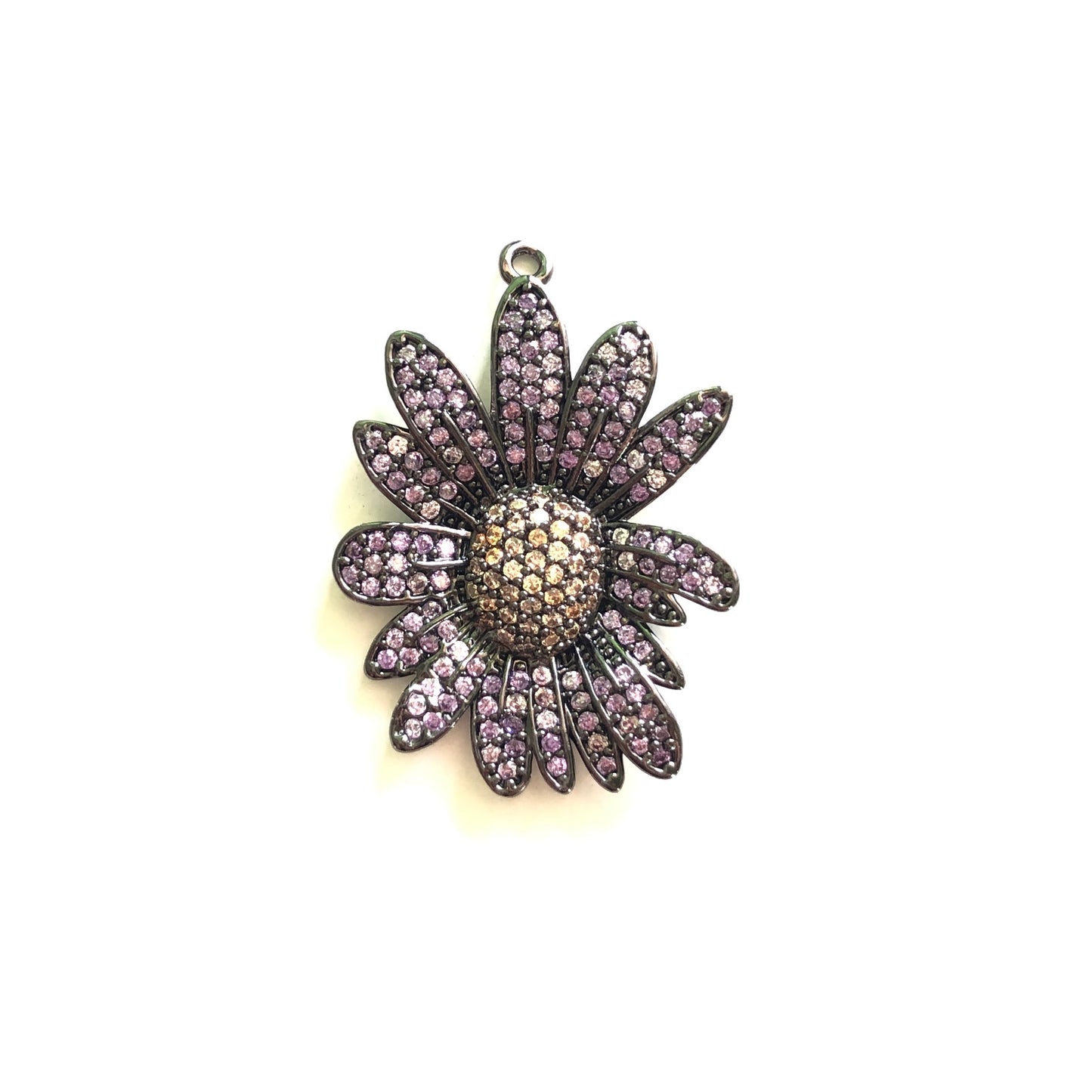 5/lot 27.5*21.5mm Colorful CZ Paved Flower Charms Purple CZ Paved Charms Colorful Zirconia Flowers Charms Beads Beyond
