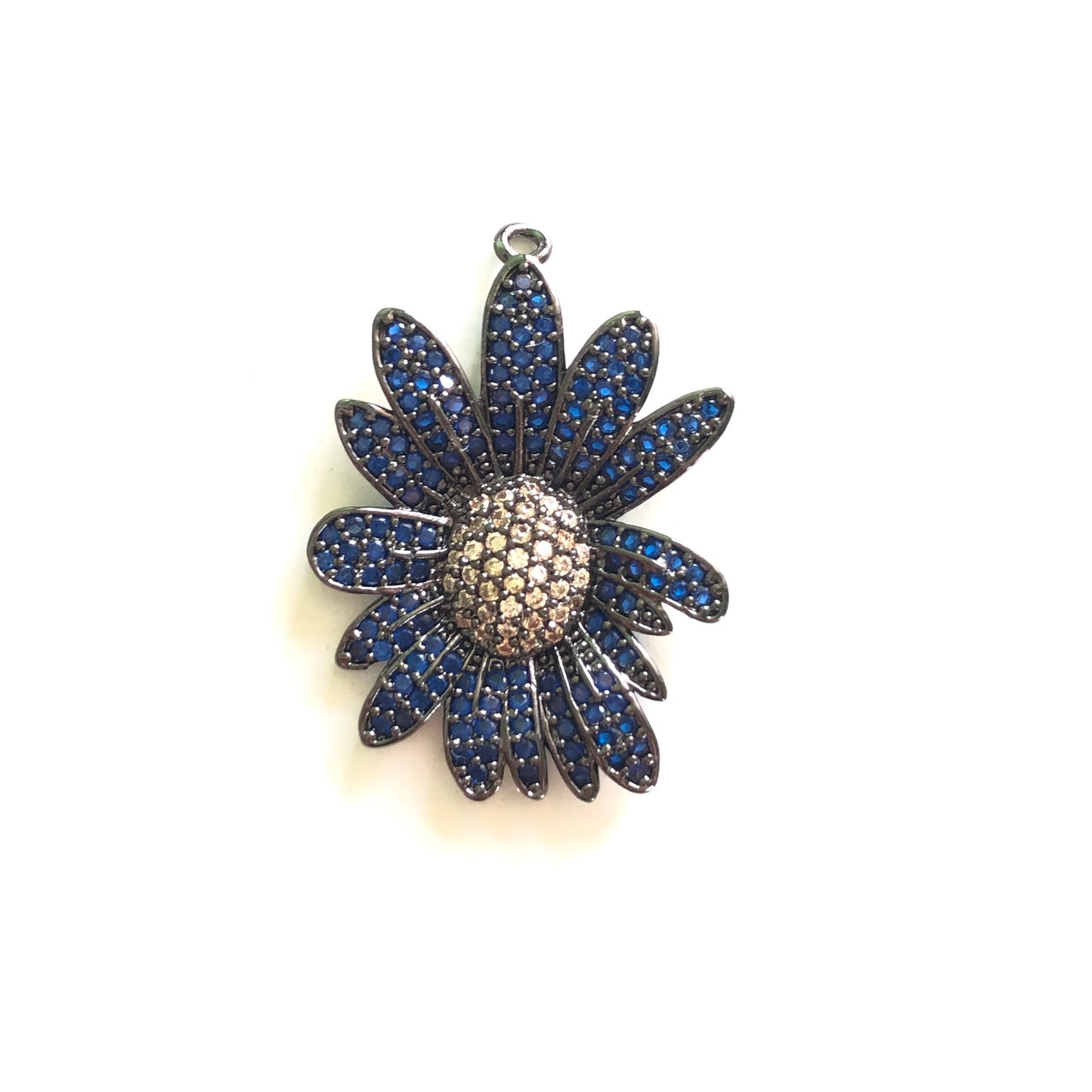 5/lot 27.5*21.5mm Colorful CZ Paved Flower Charms Blue CZ Paved Charms Colorful Zirconia Flowers Charms Beads Beyond