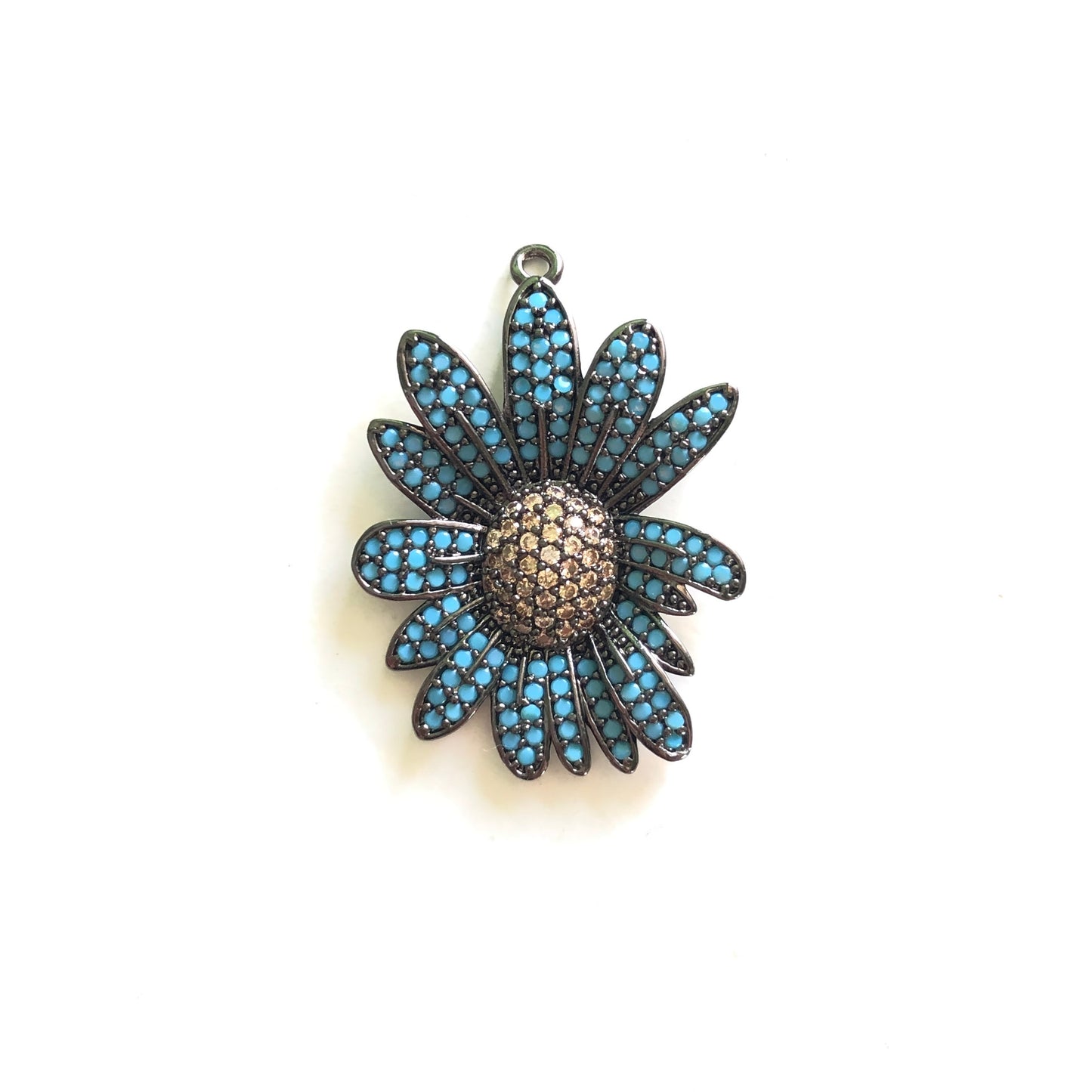5/lot 27.5*21.5mm Colorful CZ Paved Flower Charms Turquoise CZ Paved Charms Colorful Zirconia Flowers Charms Beads Beyond