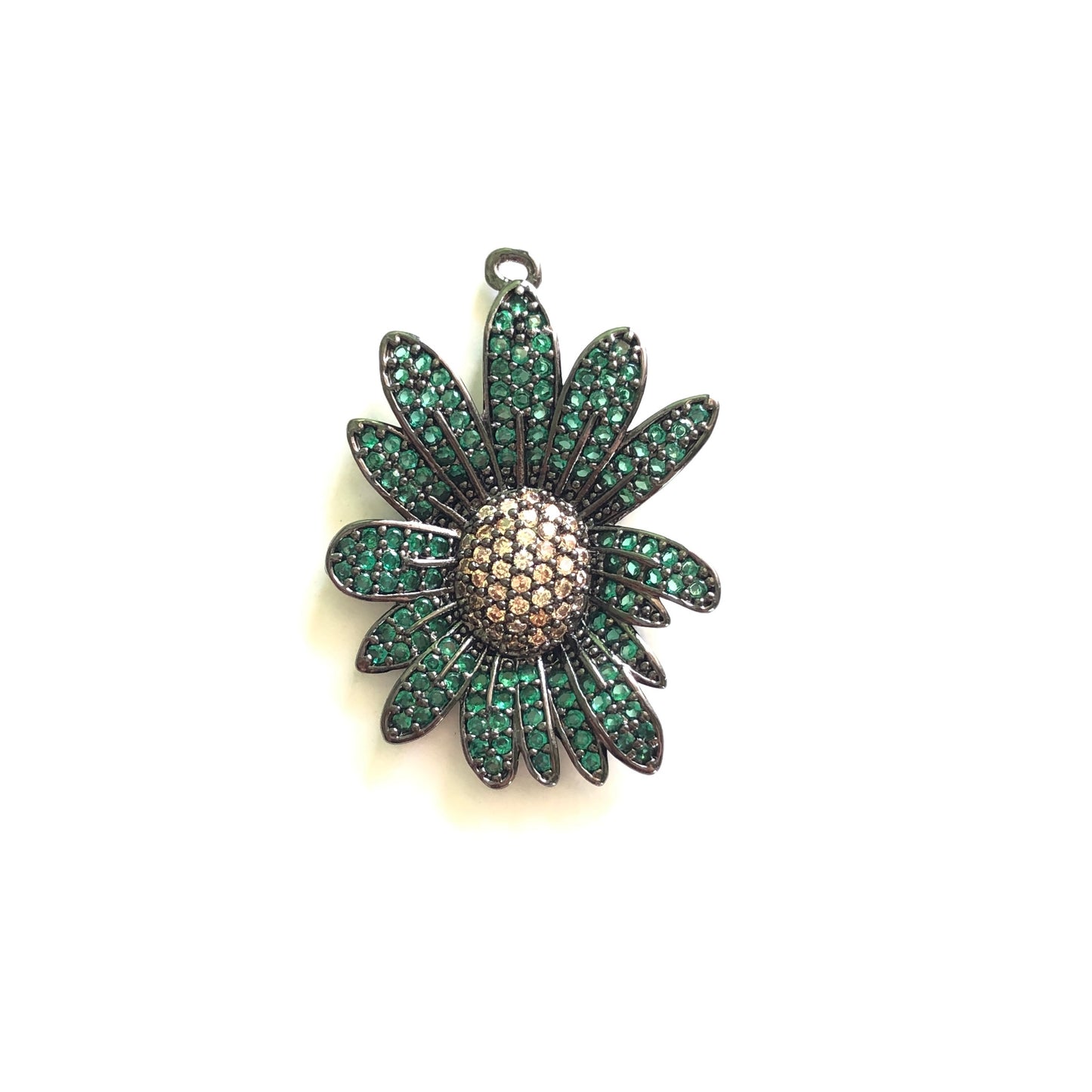 5/lot 27.5*21.5mm Colorful CZ Paved Flower Charms Green CZ Paved Charms Colorful Zirconia Flowers Charms Beads Beyond
