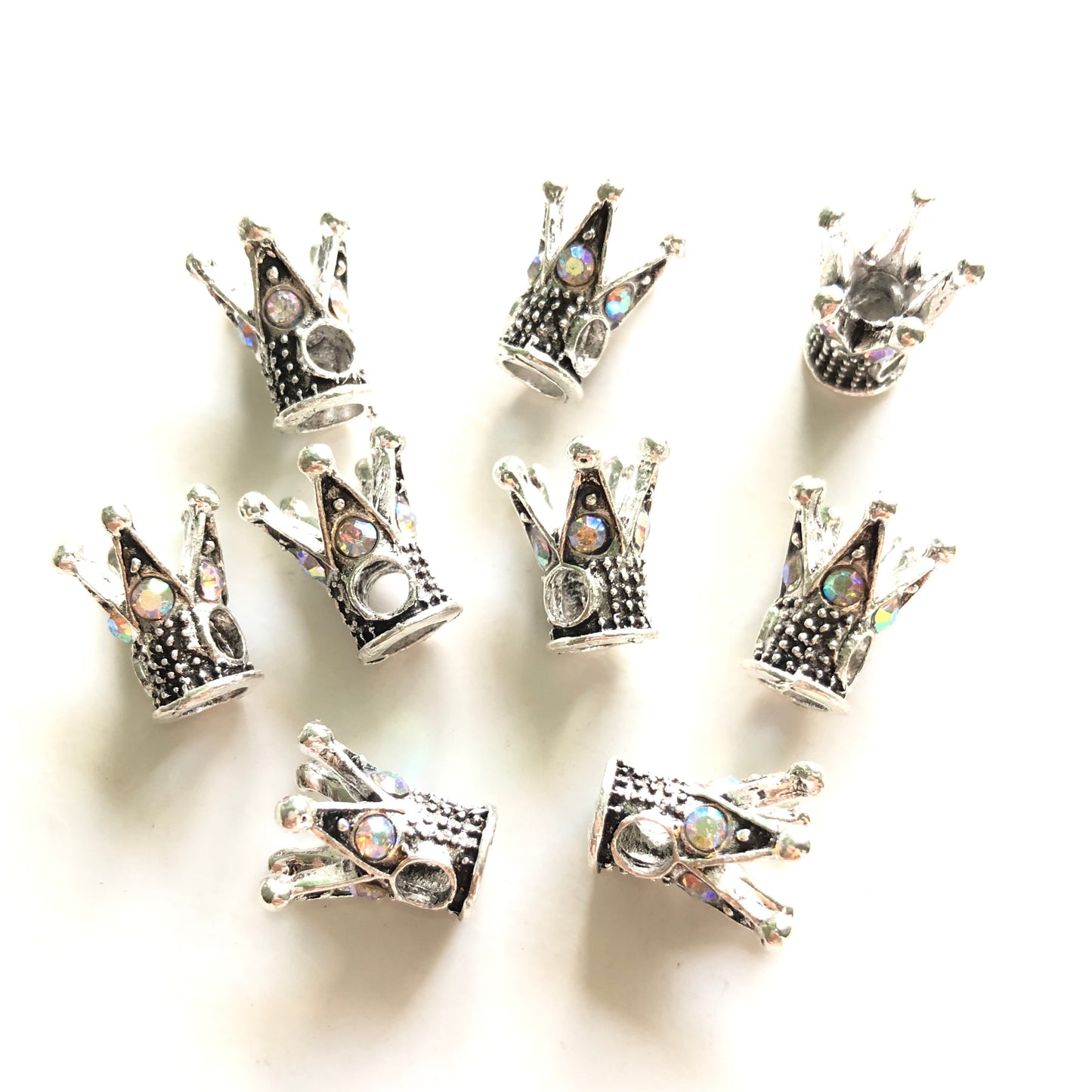 20-50pcs/lot Clear AB Rhinestone Paved Alloy Crown Spacers Vintage Alloy Spacers & Wholesale Charms Beads Beyond