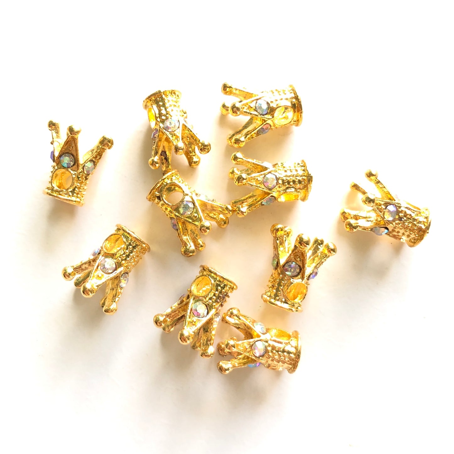 20-50pcs/lot Clear AB Rhinestone Paved Alloy Crown Spacers Gold Alloy Spacers & Wholesale Charms Beads Beyond