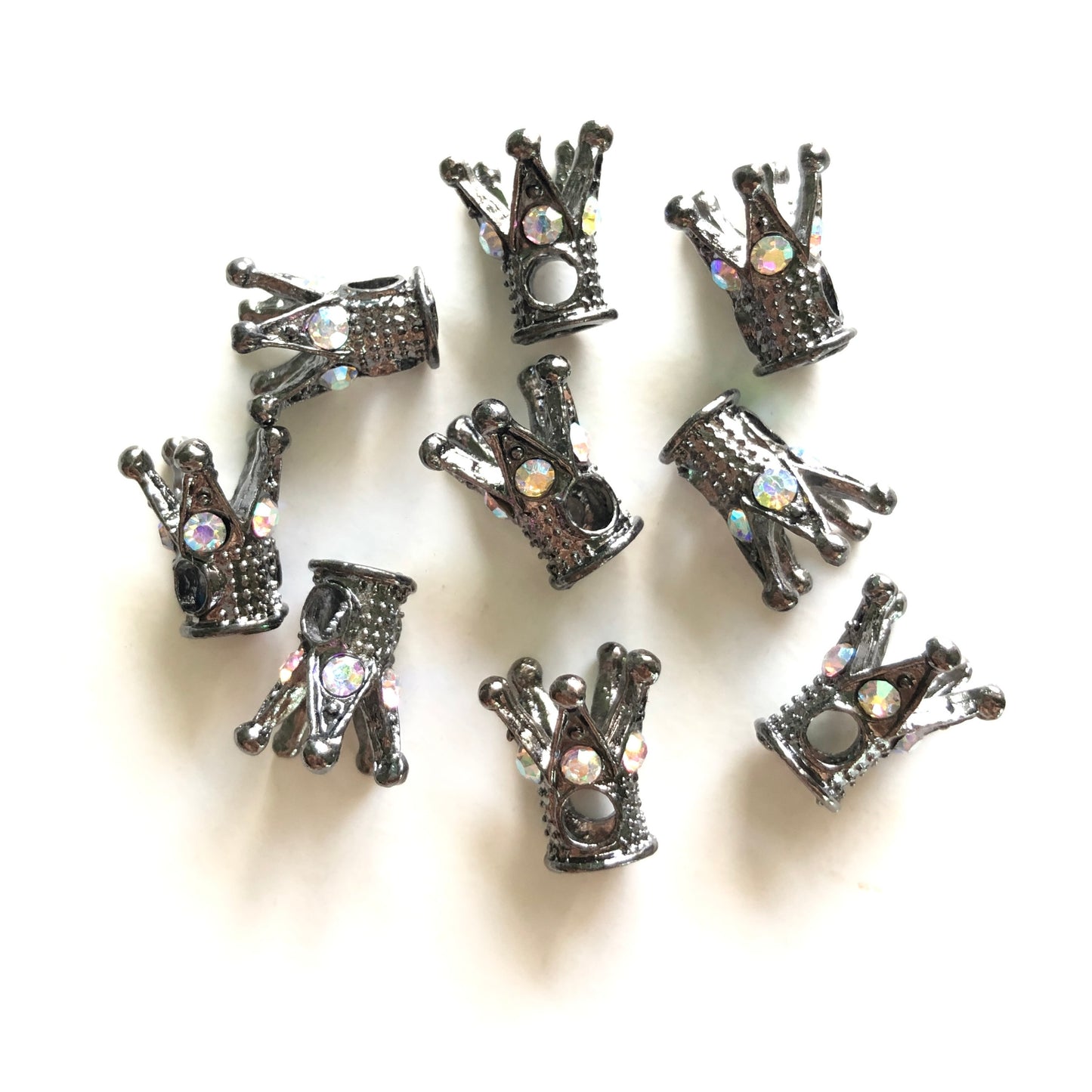 20-50pcs/lot Clear AB Rhinestone Paved Alloy Crown Spacers Black Alloy Spacers & Wholesale Charms Beads Beyond