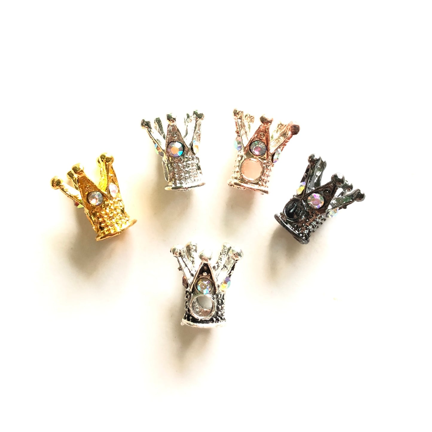 20-50pcs/lot Clear AB Rhinestone Paved Alloy Crown Spacers Alloy Spacers & Wholesale Charms Beads Beyond