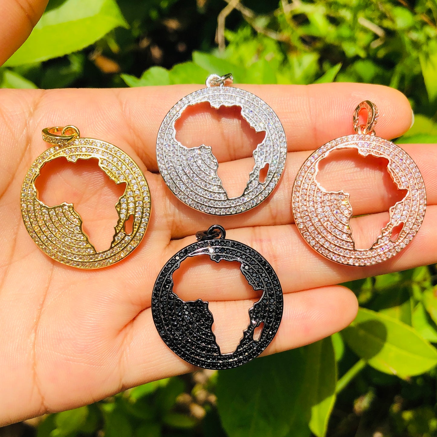 10pcs/lot 27mm CZ Paved Africa Map Charms for Black History Month Juneteenth Awareness Mix Color CZ Paved Charms Juneteenth & Black History Month Awareness Maps On Sale Charms Beads Beyond