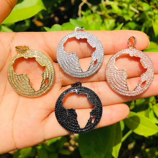 10pcs/lot 27mm CZ Paved Africa Map Charms for Black History Month Juneteenth Awareness Mix Color CZ Paved Charms Juneteenth & Black History Month Awareness Maps On Sale Charms Beads Beyond