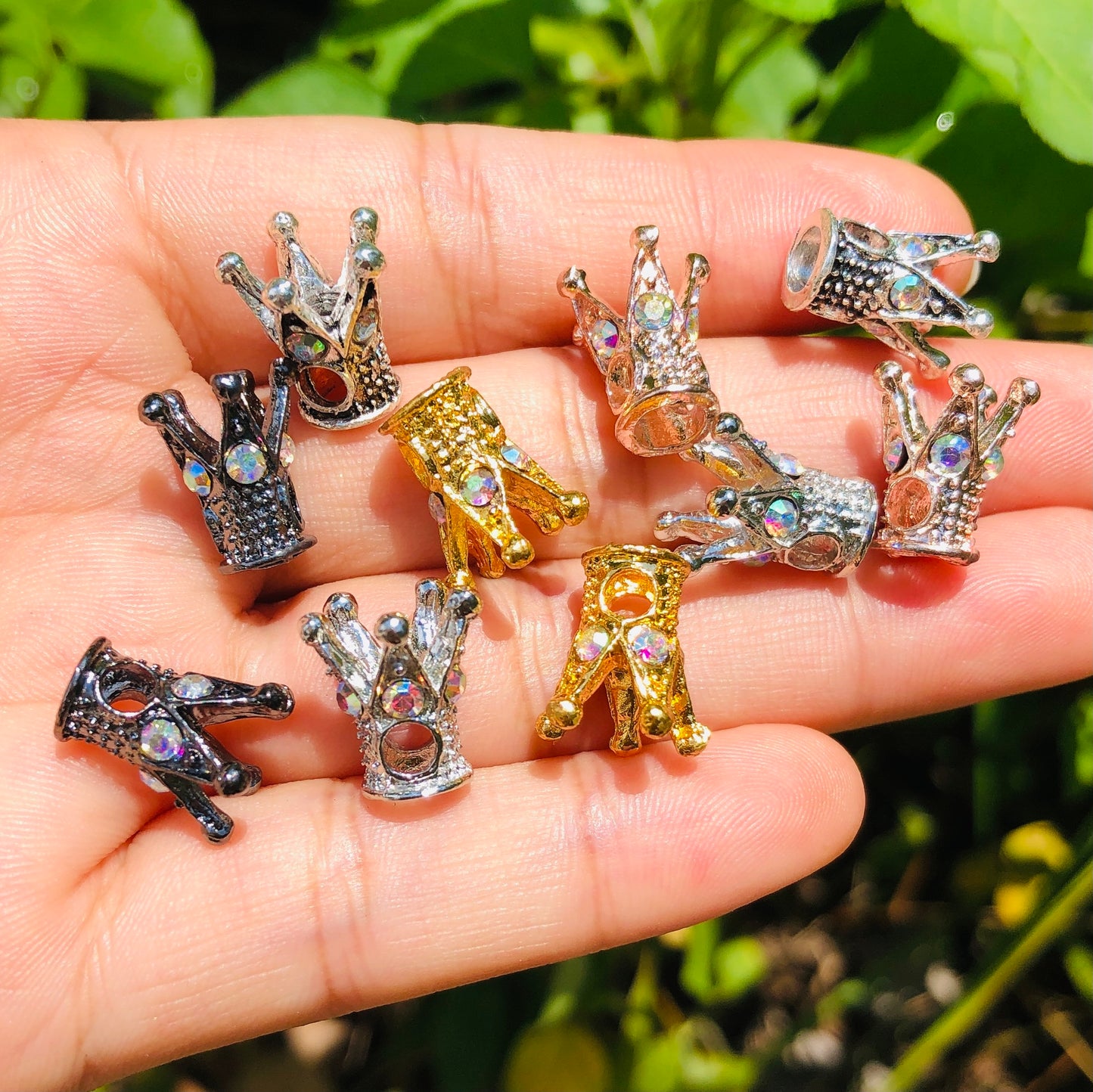 20-50pcs/lot Clear AB Rhinestone Paved Alloy Crown Spacers Mix Colors Alloy Spacers & Wholesale Charms Beads Beyond