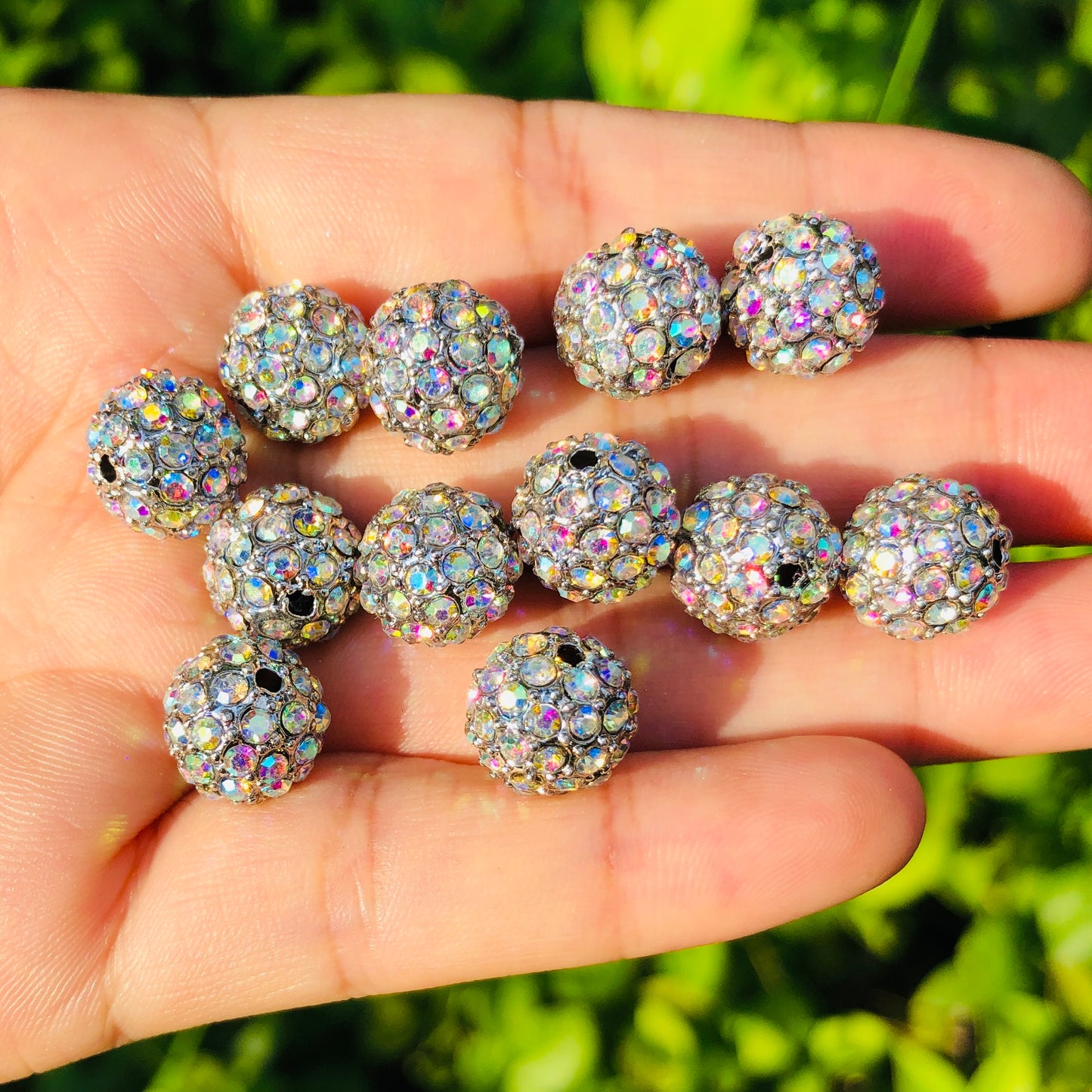 20-50pcs/lot 10mm Clear AB Rhinestone Paved Alloy Ball Spacers-Silver Alloy Spacers & Wholesale Charms Beads Beyond