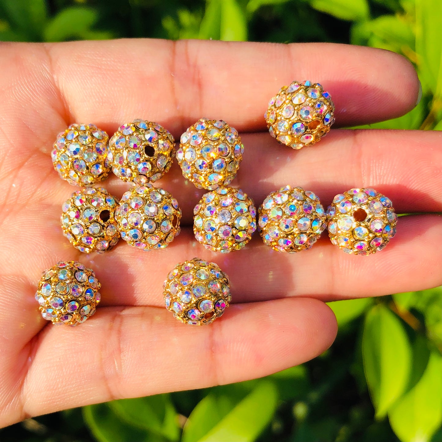 20-50pcs/lot 10mm Clear AB Rhinestone Paved Alloy Ball Spacers-Gold Alloy Spacers & Wholesale Charms Beads Beyond