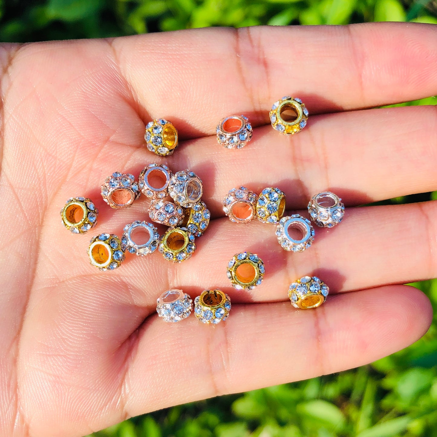 20-50pcs/lot 6mm Clear Rhinestone Paved Alloy Wheel Spacers Alloy Spacers & Wholesale Charms Beads Beyond