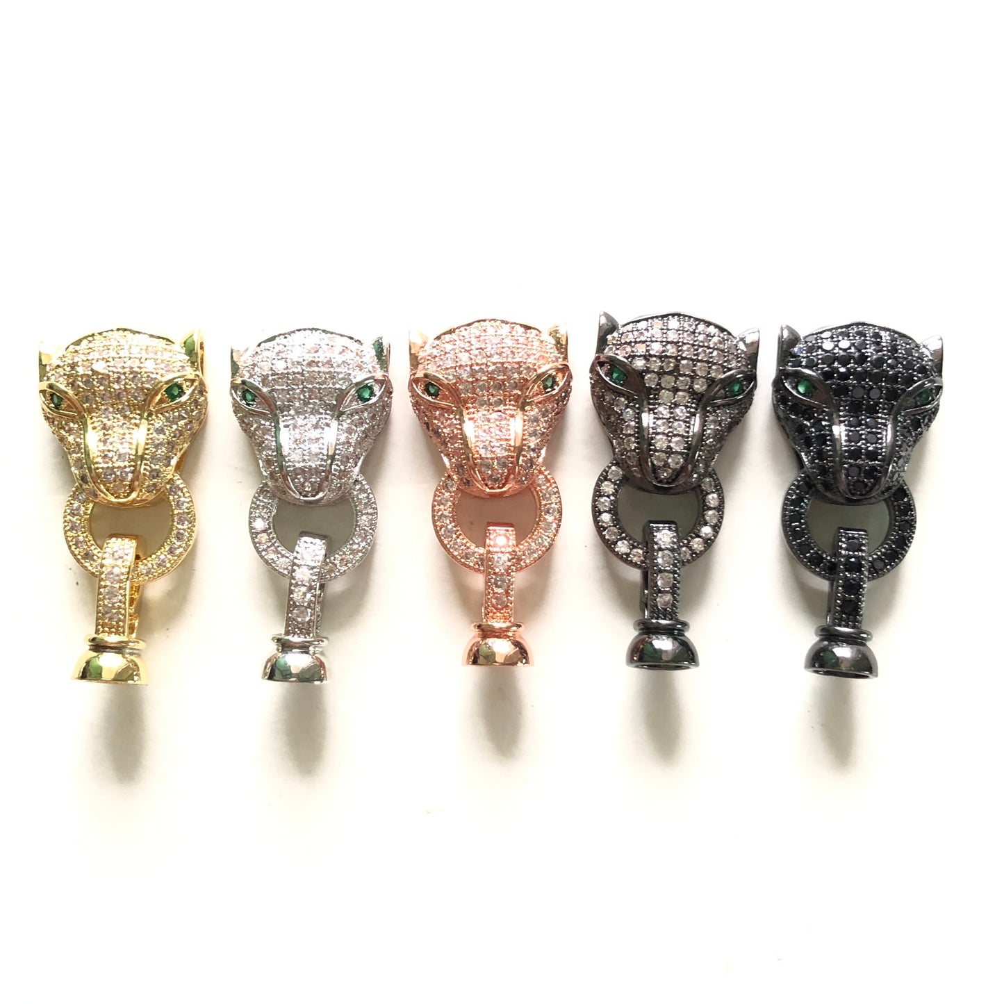 5-10pcs/lot CZ Paved Panther Connectors Mix Colors CZ Paved Connectors Animal Spacers Charms Beads Beyond