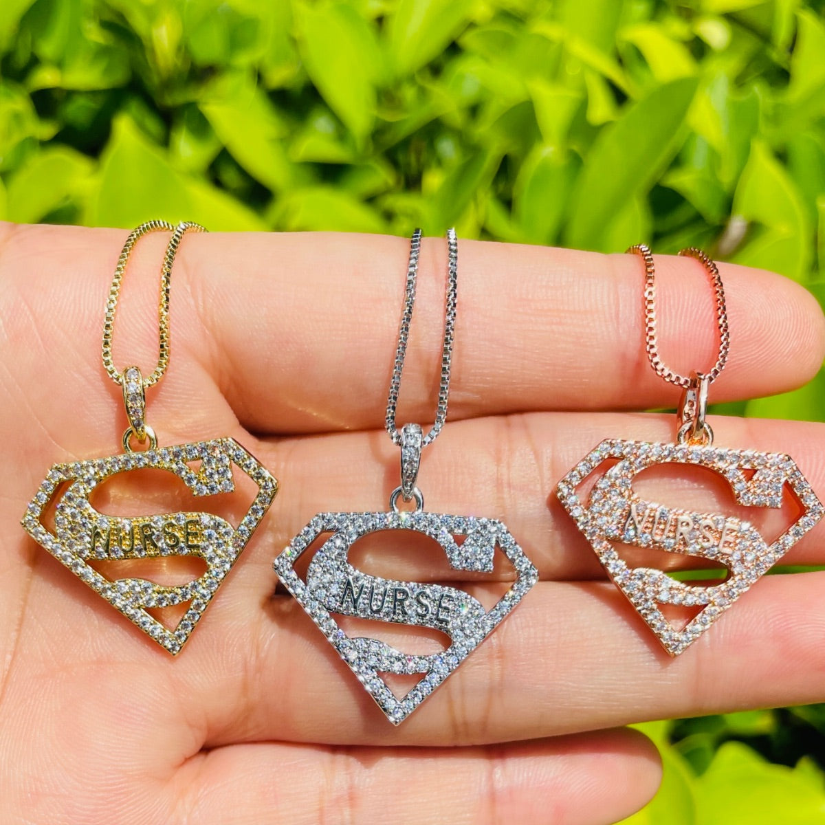 5pcs/lot 25*20mm CZ Paved Super Nurse Necklaces Necklaces Charms Beads Beyond