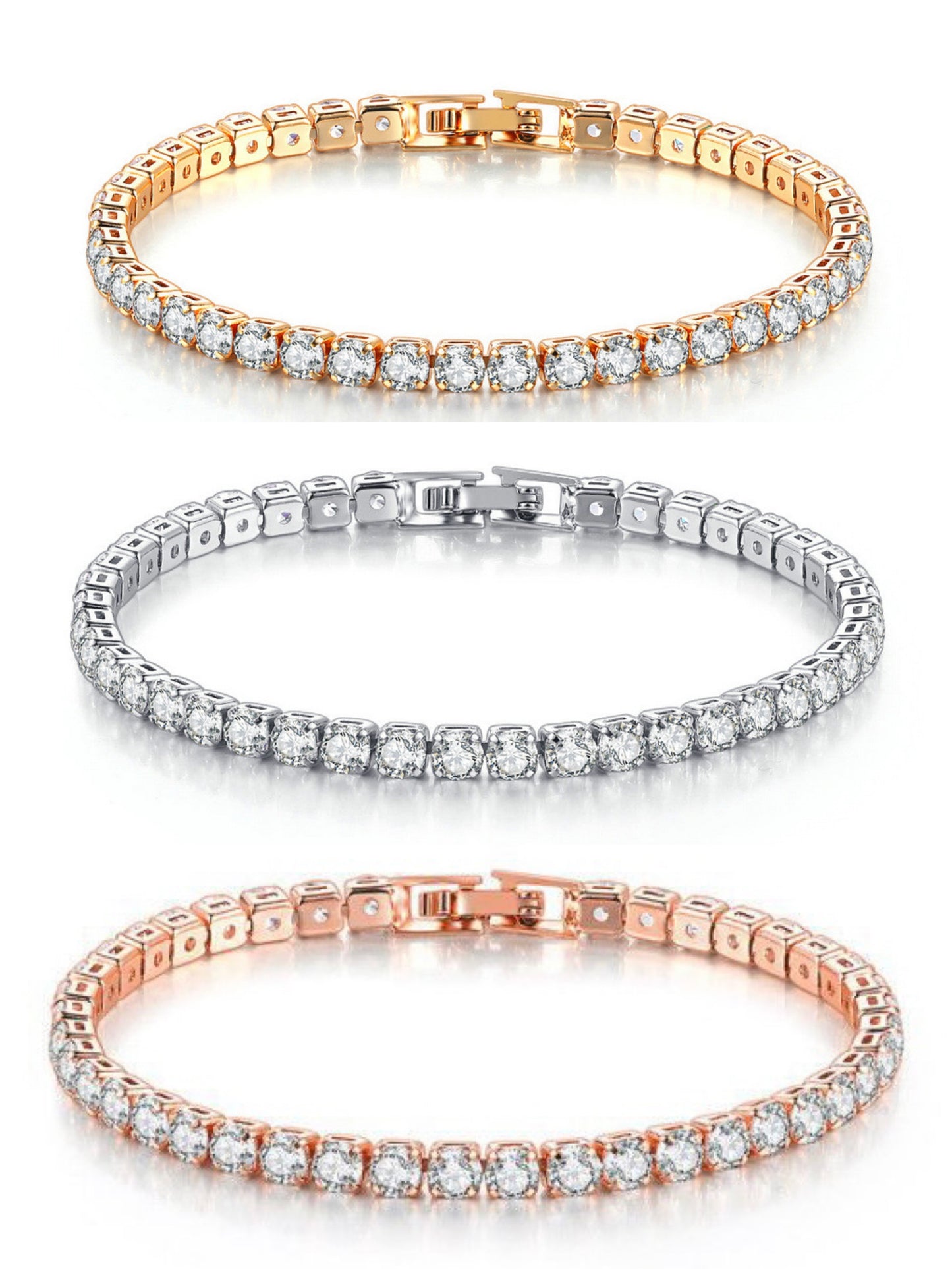 10pcs/lot Gold Plated 4mm CZ Paved Tennis Bracelet Women Bracelets Charms Beads Beyond
