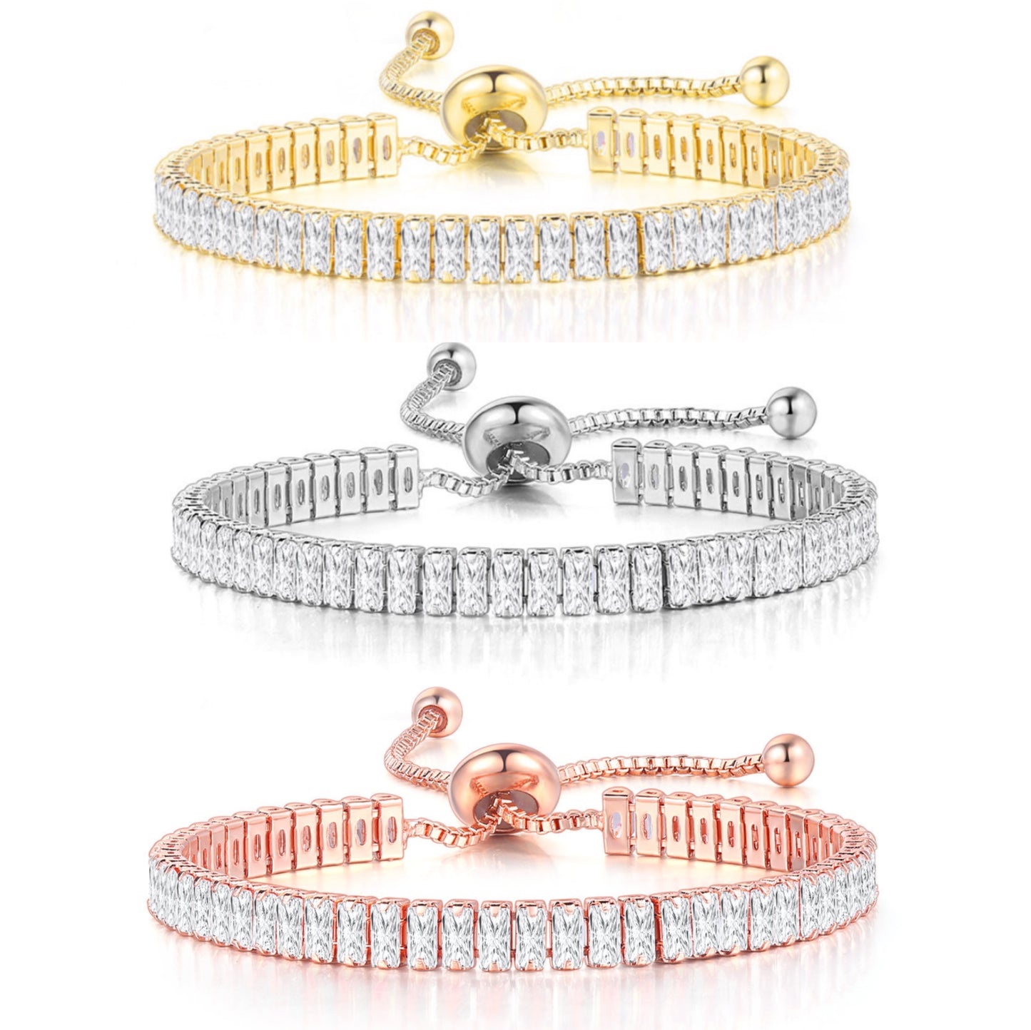 10pcs/lot Gold Plated 2.5*5mm CZ Paved Adjustable Bracelet Women Bracelets Charms Beads Beyond
