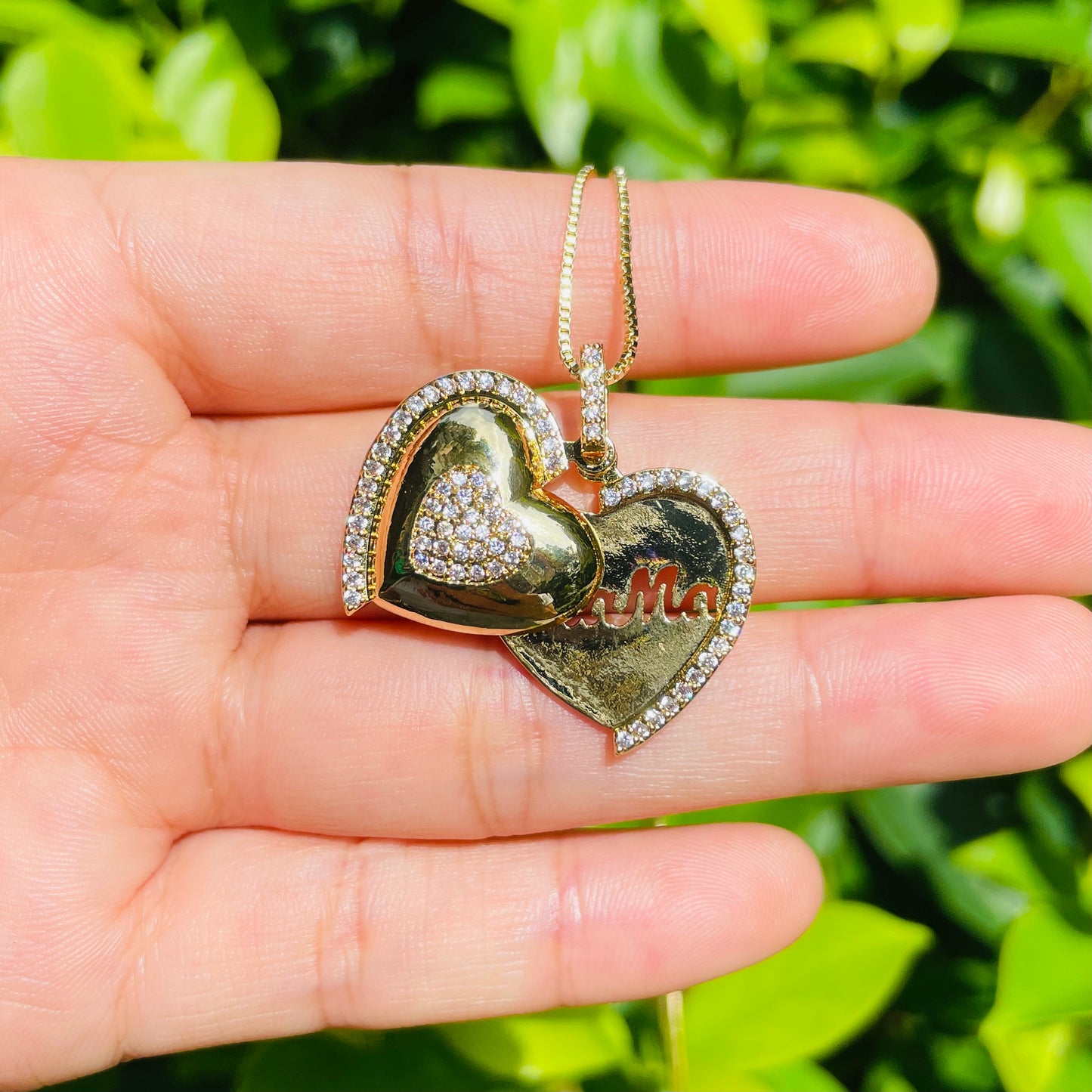 5pcs/lot 27*22mm CZ Paved Mom in Heart Necklaces Necklaces Love & Heart Necklaces Mother's Day Charms Beads Beyond