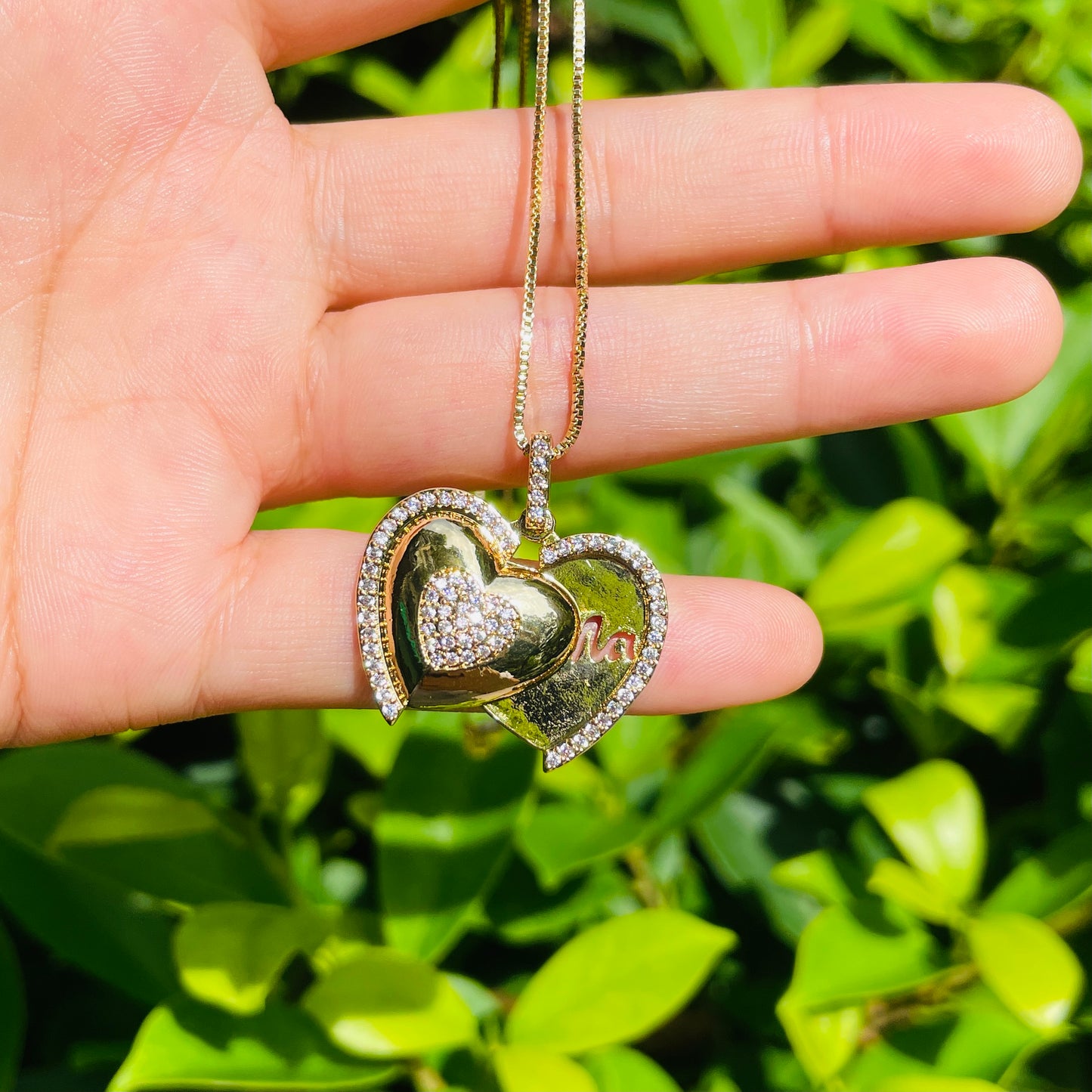 5pcs/lot 27*22mm CZ Paved Mom in Heart Necklaces Necklaces Love & Heart Necklaces Mother's Day Charms Beads Beyond